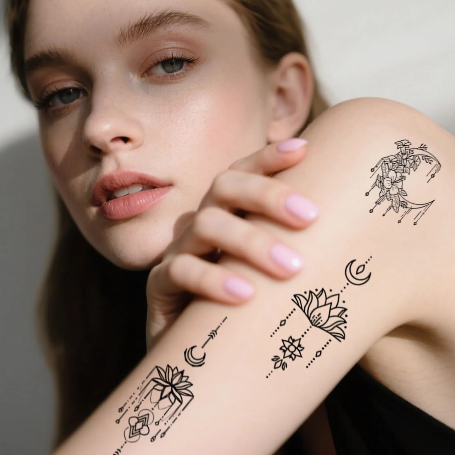 30 arkuszy czarnych tatuaży tymczasowych z mandalią | wodoodporne tatuaże samoprzylepne 3D | dla kobiet, mężczyzn i dzieci | łapacz snów, sztuka na rękę / ciało