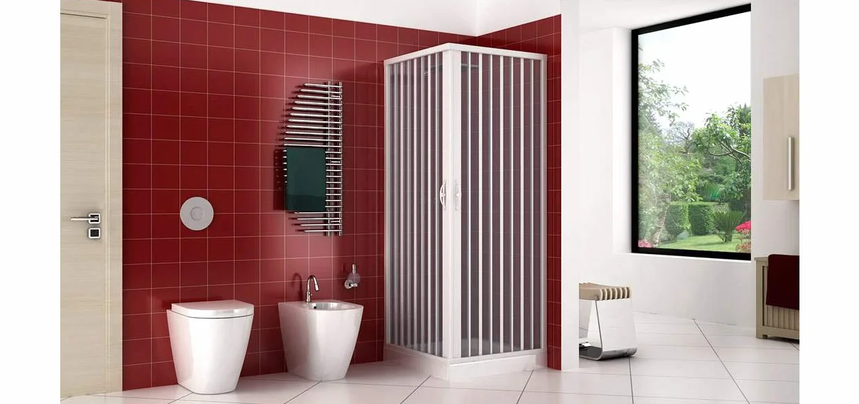 Kabina prysznicowa z tworzywa sztucznego PVC, wymiary: 70 x 70 cm, wysokość 170 cm, wejście narożne, składanie drzwi pozwala na duże rozwarcie wejściowe, kolor: biały
