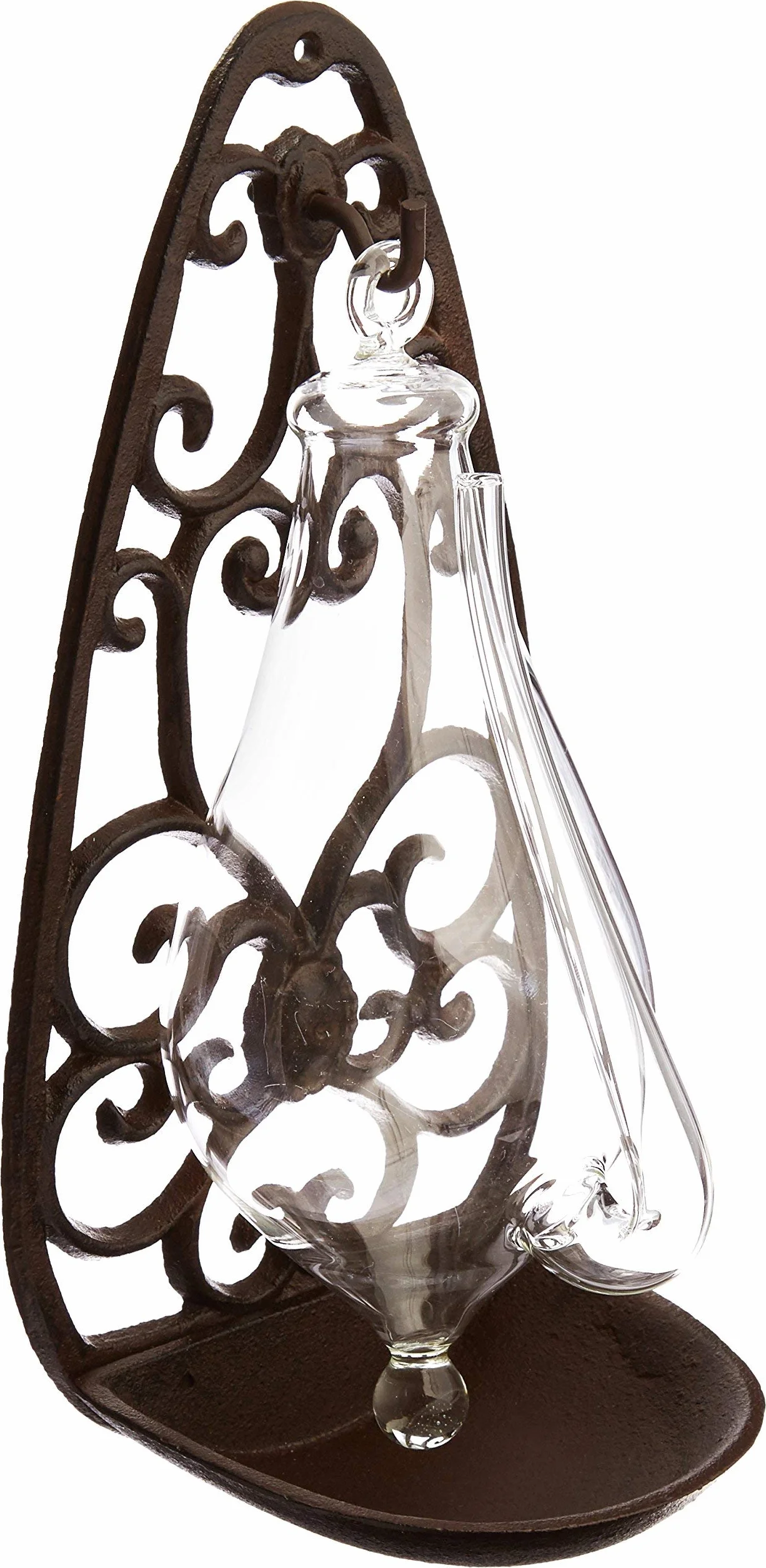 Esschert Design TH31 szklany barometr żeliwny przezroczysty 13,9 x 12 x 27,7 cm