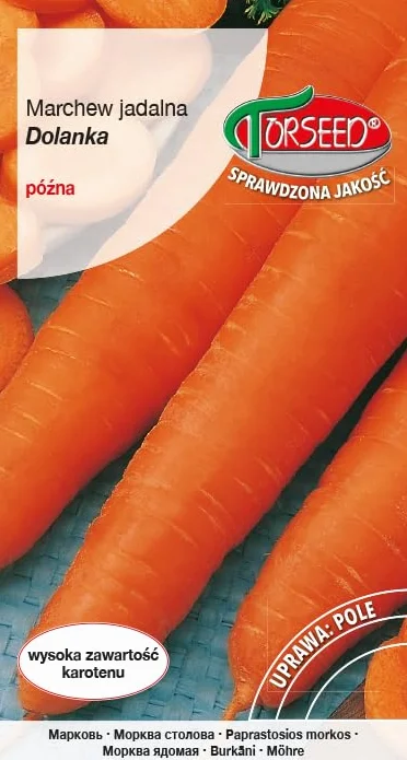 Dolanka nasiona marchwi Daucus carota – późno dojrzałe, wysoka zawartość karotenu, korzenie 17-24 cm, idealne do przechowywania i świeżego użytku, wysiew wiosną (5 g)