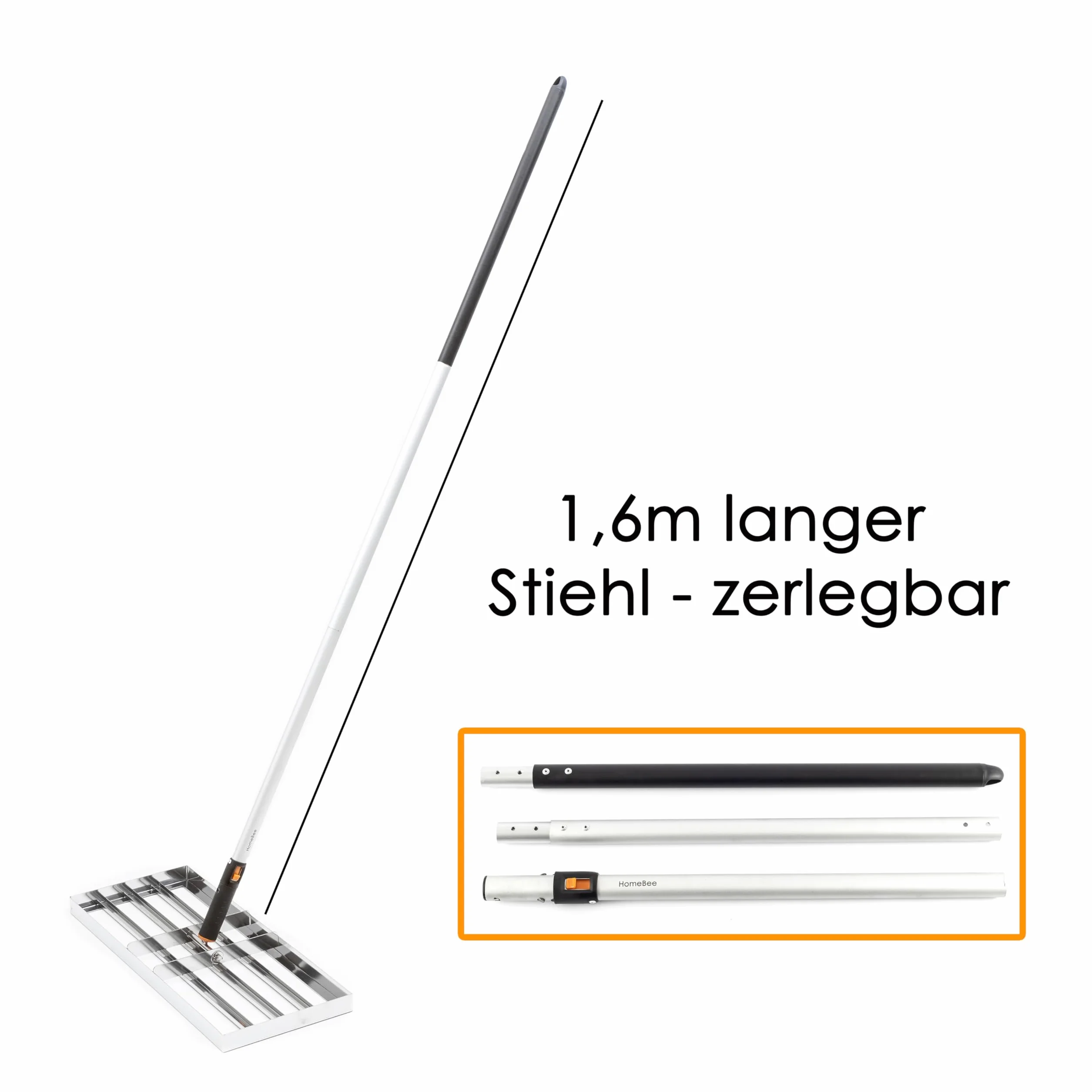 Grabie poziomujące do trawnika 60 x 25 cm z trzonkiem 2 m