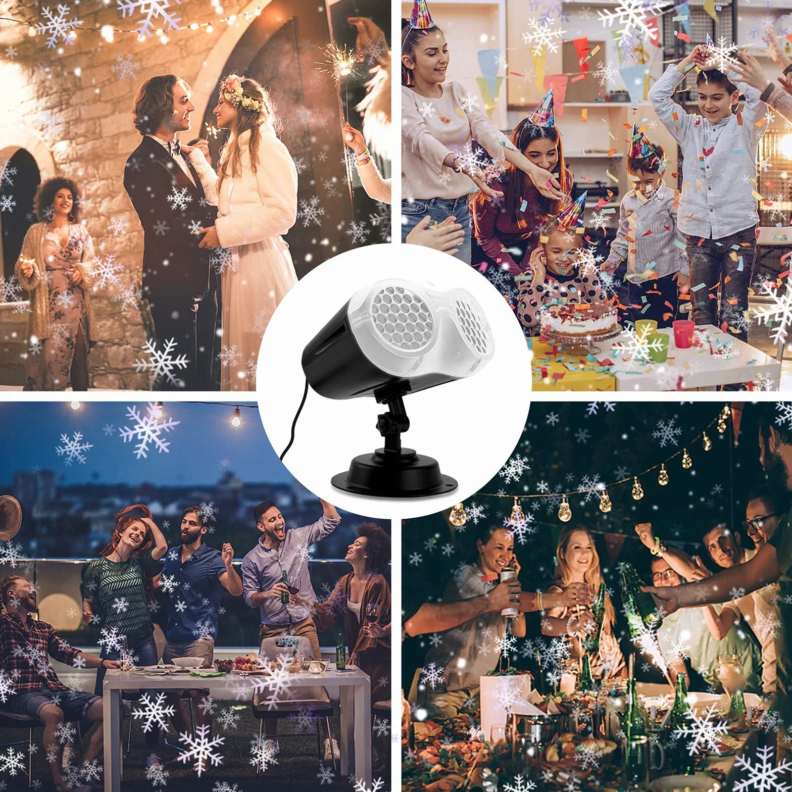 Zewnętrzny projektor bożonarodzeniowy LED Binokularny reflektor Snowfall Efekt śniegu IP65 Wodoodporna lampa projekcyjna z pilotem Dekoracja Boże Narodzenie Wnętrze na Boże Narodzenie Nowy Rok Ogród