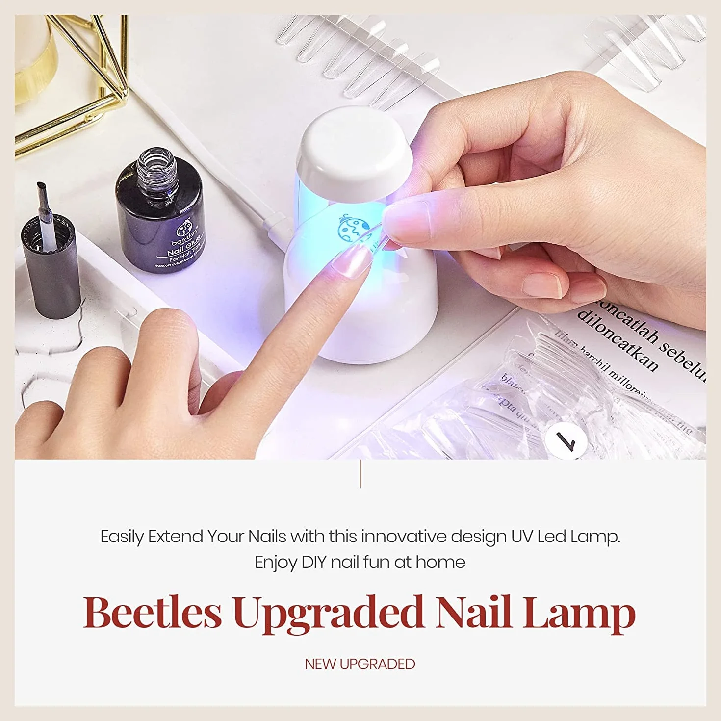 Beetles Mini Lampa UV LED do Paznokci Żelowych - Inteligentny Czujnik, Szybkie Utwardzanie, Łatwy System Manicure