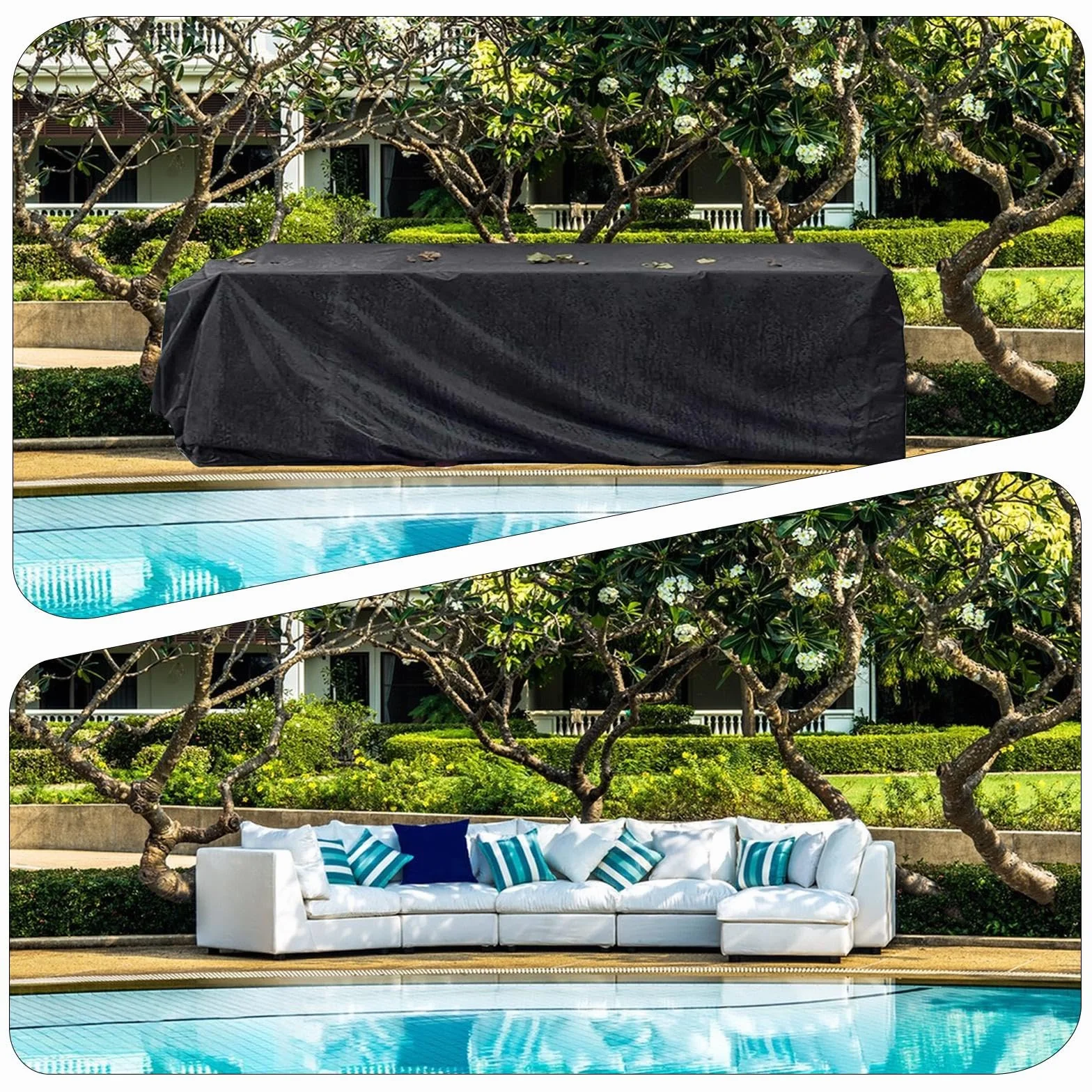 Pokrowce na meble ogrodowe 190 x 90 x 80 cm 420D Oxford wodoodporny anty-UV