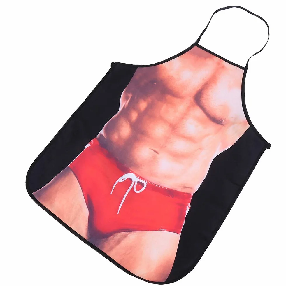 Śmieszne Seksowne Bikini Fartuch 3D Wodoodporny Kuchenny dla Par Siłacz w Bikini