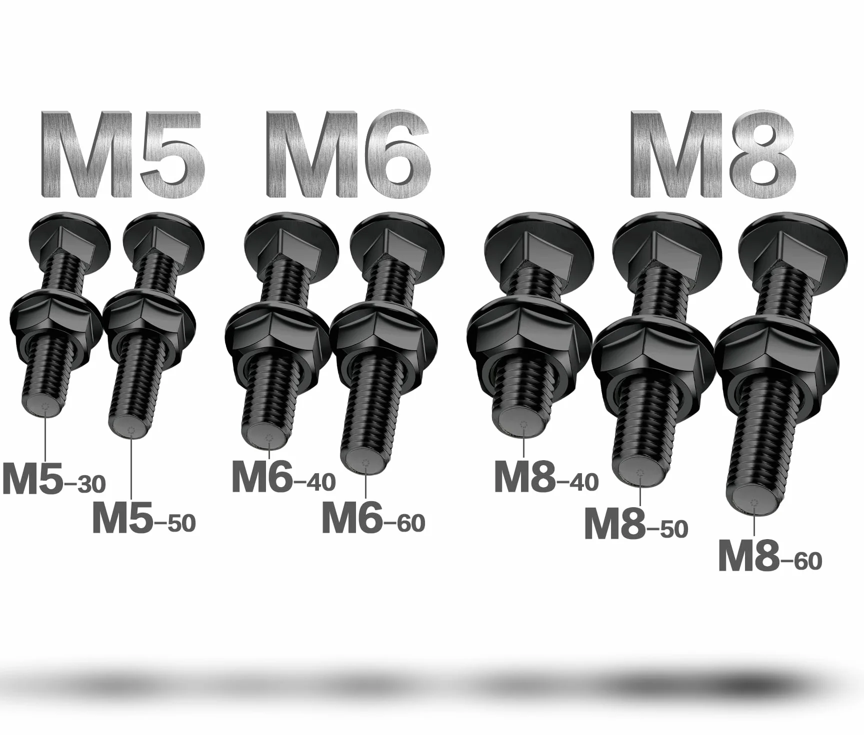 SWTYExt Śruby do wózka M6 x 30 mm, stal nierdzewna 304, czarny tlenek z kołnierzem, nakrętki sześciokątne, DIN 6923, do budowy maszyn przemysłowych, dekoracji wnętrz, 25 szt