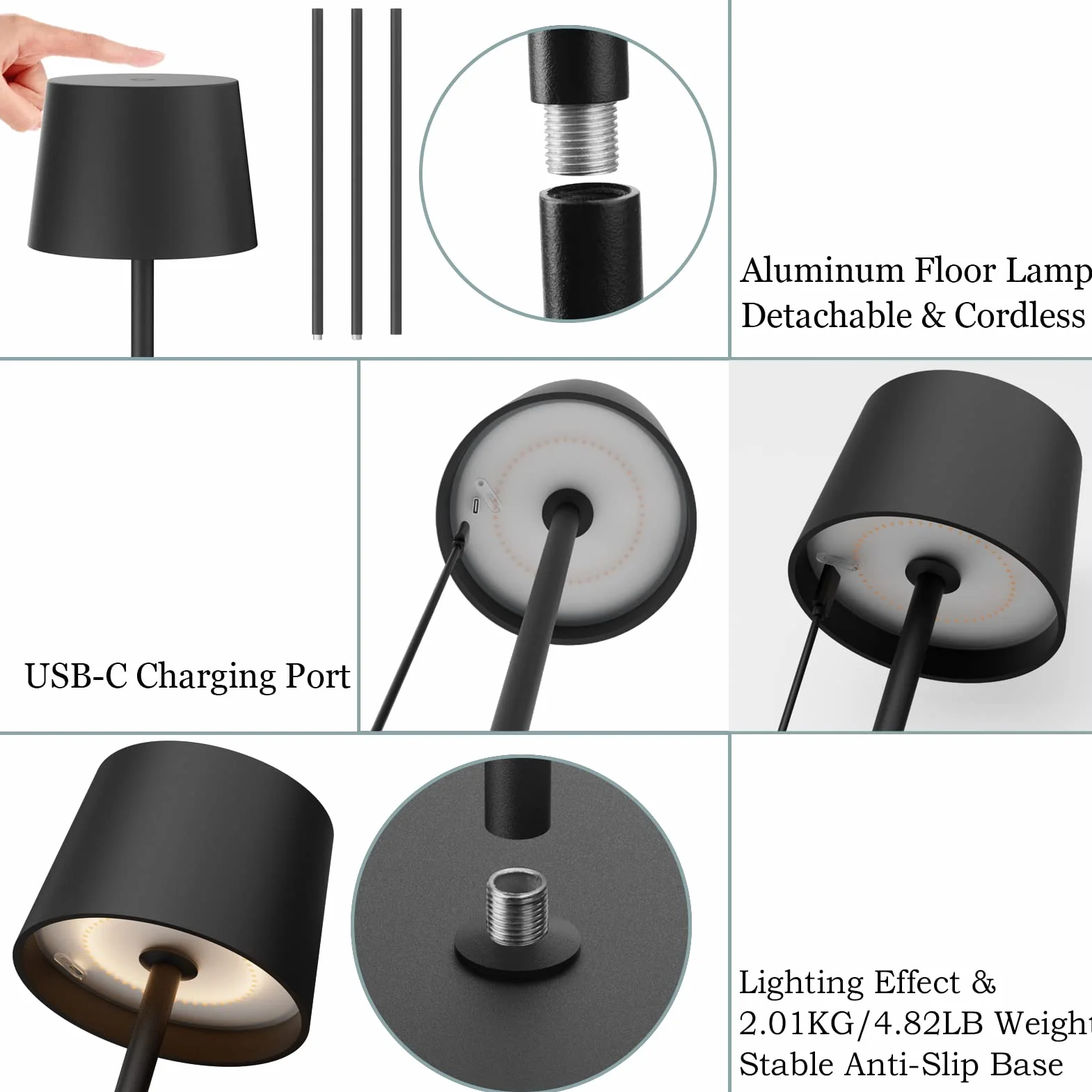 K-Bright Lampa stojąca, lampka do czytania, do oświetlenia pomocniczego, 3000 K, ciepła biel, nieskończona możliwość ściemniania, sterowanie dotykowe, lampa stojąca, do salonu, sypialni, biura