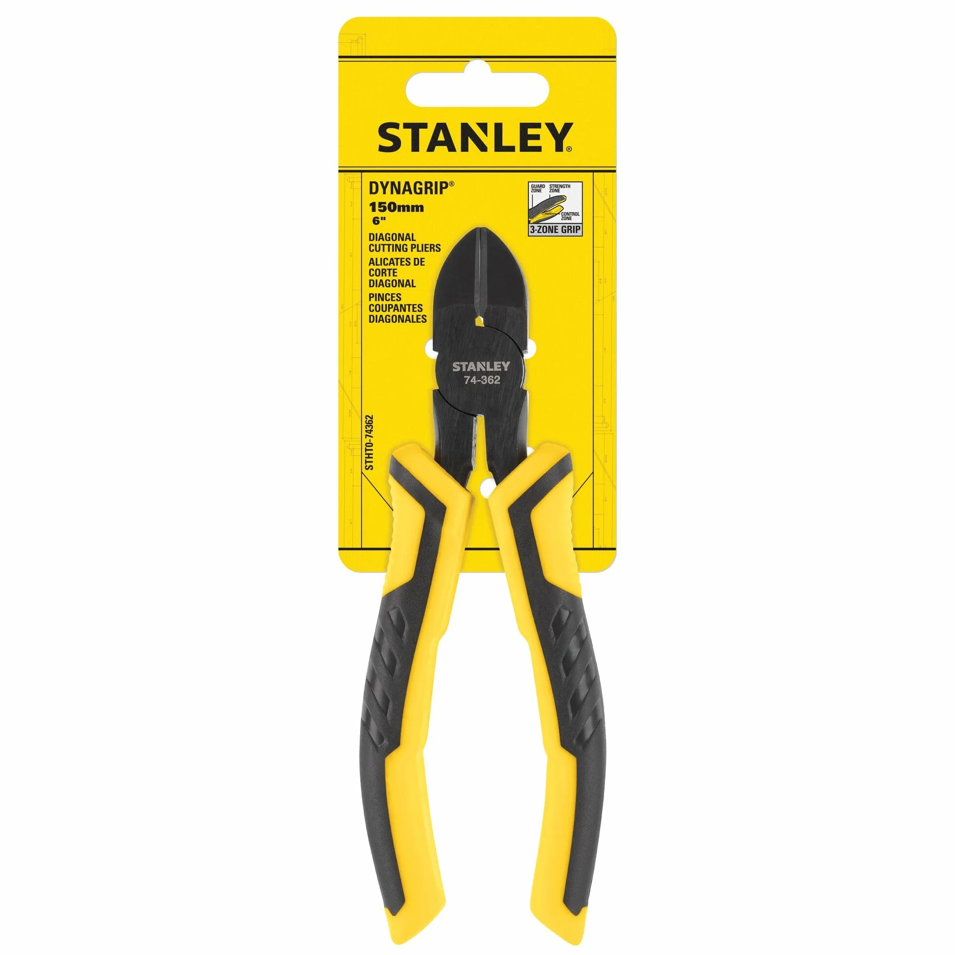 Stanley STHT0-74362 Tools 074362 ControlGrip ukośne szczypce tnące 150 mm, żółty/czarny