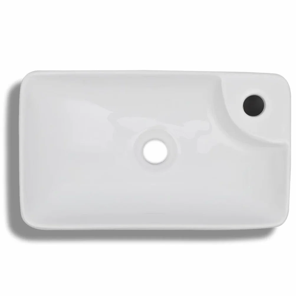 vidaXL Ceramiczna umywalka z otworem na kran, biała