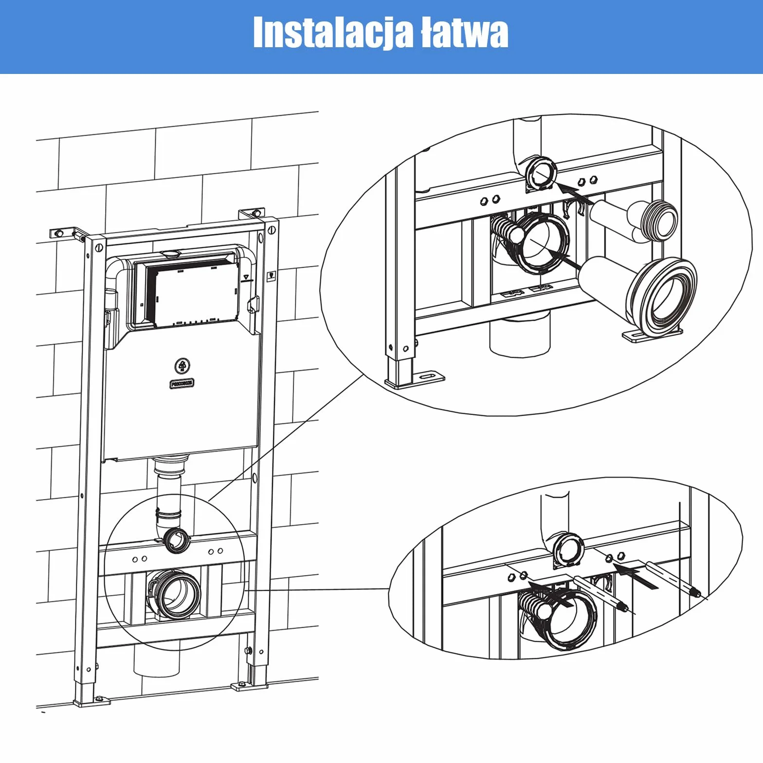 Zestaw przyłączeniowy do WC Mendorio – przyłącze do wiszącego WC, wykonane z PE-HD, odpowiednie do średnic rur: d=90 mm, d1=45 mm, kompatybilne z rurą przyłączeniową do WC Geberit 405.116.00.1.