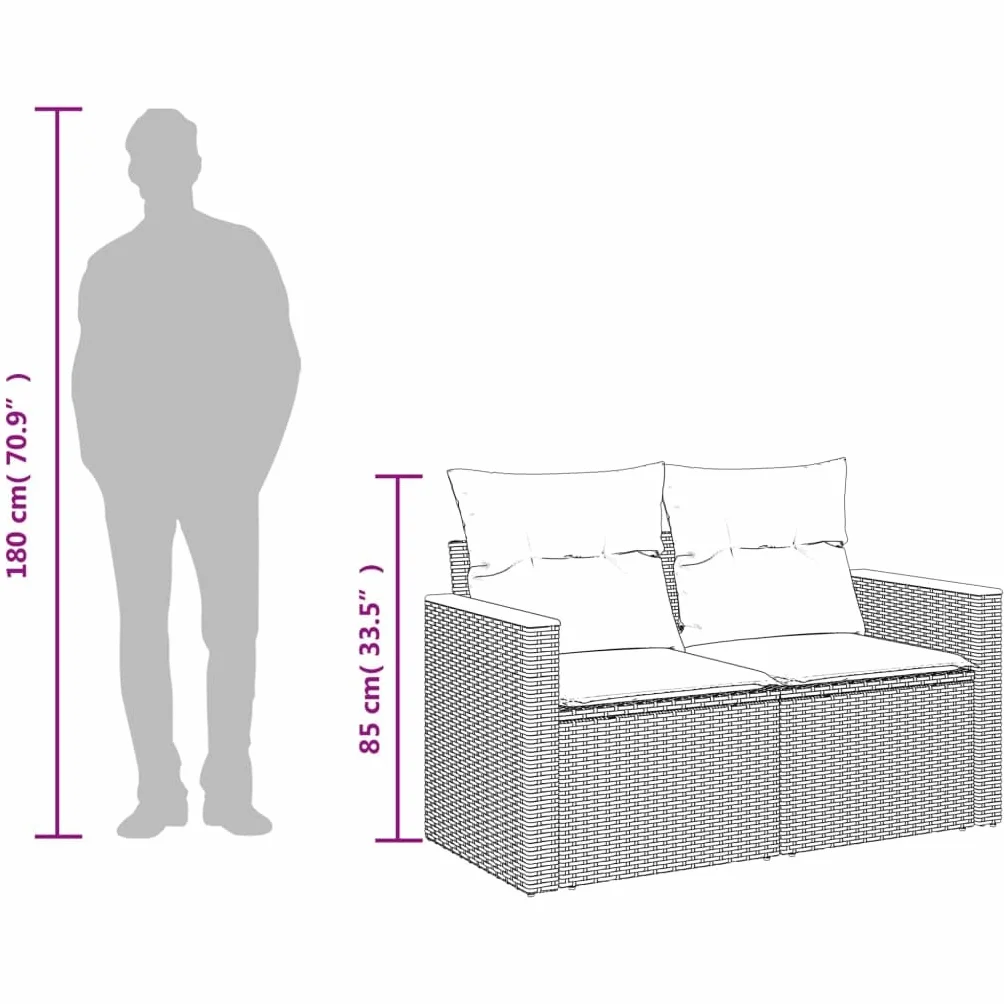 vidaXL Sofa ogrodowa 2-osobowa polirattan beż