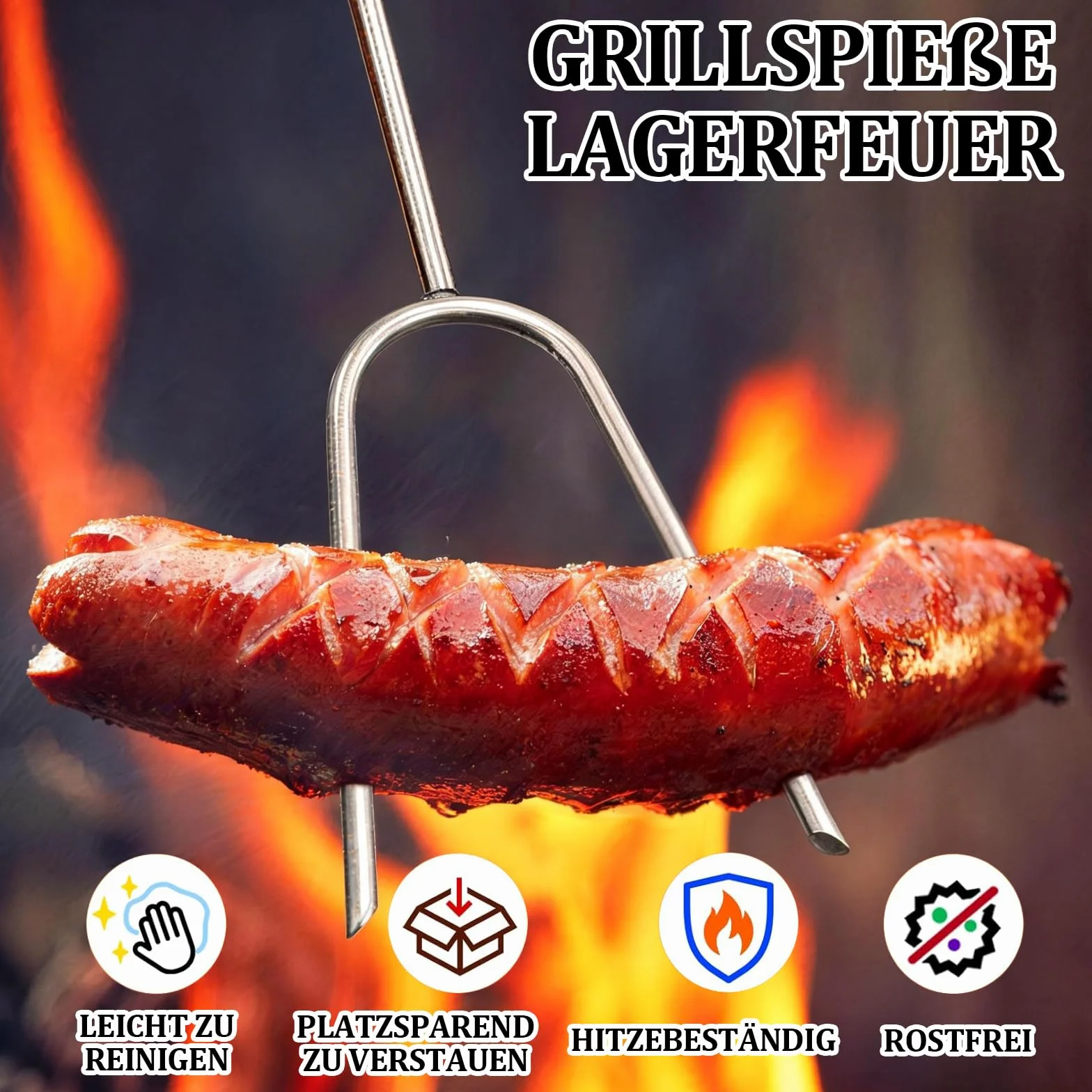 4 sztuki szaszłyków do grilla ze stali nierdzewnej, 31-115 cm, teleskopowe, szpikulce do grilla, szpikulce piankowe, izolowane uchwyty, widelec do grillowania na kemping, imprezę w ogrodzie, na grillu