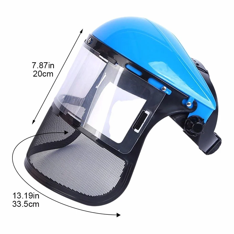Kask do przycinania traw ogrodowych, maska ochronna z PVC montowana na głowicy bezpieczeństwa, pełna siatkowa maska ochronna do podkaszarki, ochrona lasu