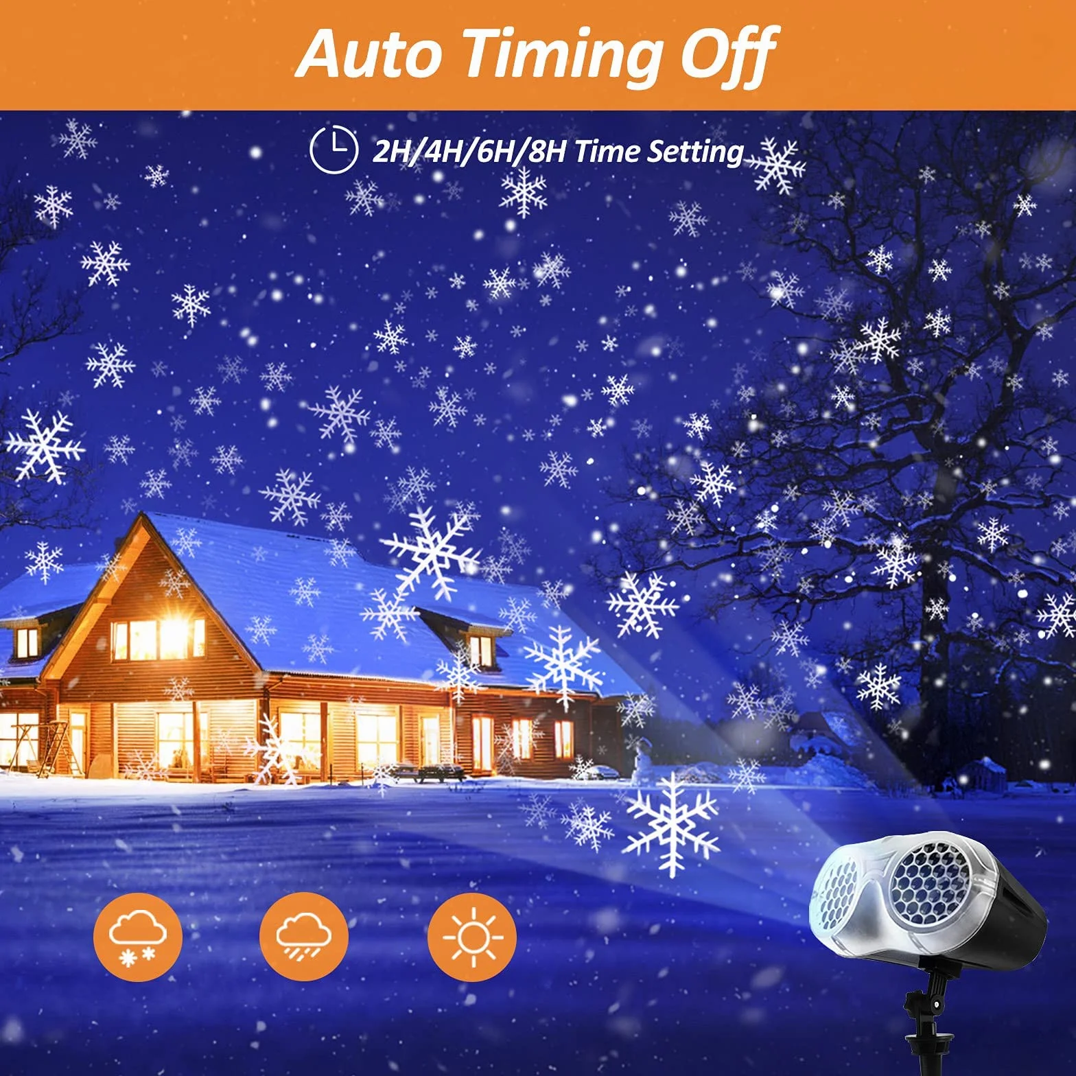 Zewnętrzny projektor bożonarodzeniowy LED Binokularny reflektor Snowfall Efekt śniegu IP65 Wodoodporna lampa projekcyjna z pilotem Dekoracja Boże Narodzenie Wnętrze na Boże Narodzenie Nowy Rok Ogród
