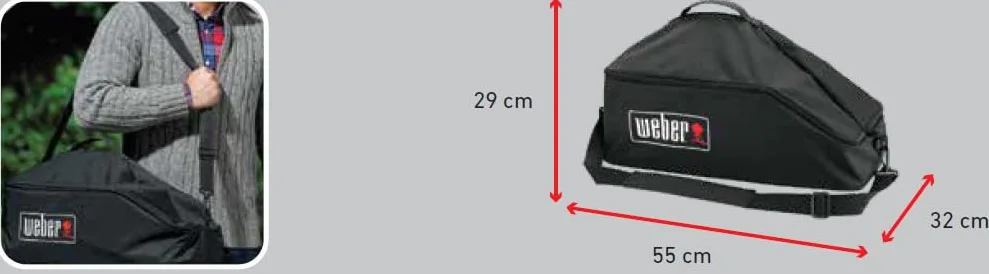 Weber Premium Torba Transportowa na Grill Go-Anywhere, Regulowany Pasek na Ramię, Oddychająca, Odporna na UV i Wodę, Ochrona przed Wiatrem i Pogodą, Czarna (7160)