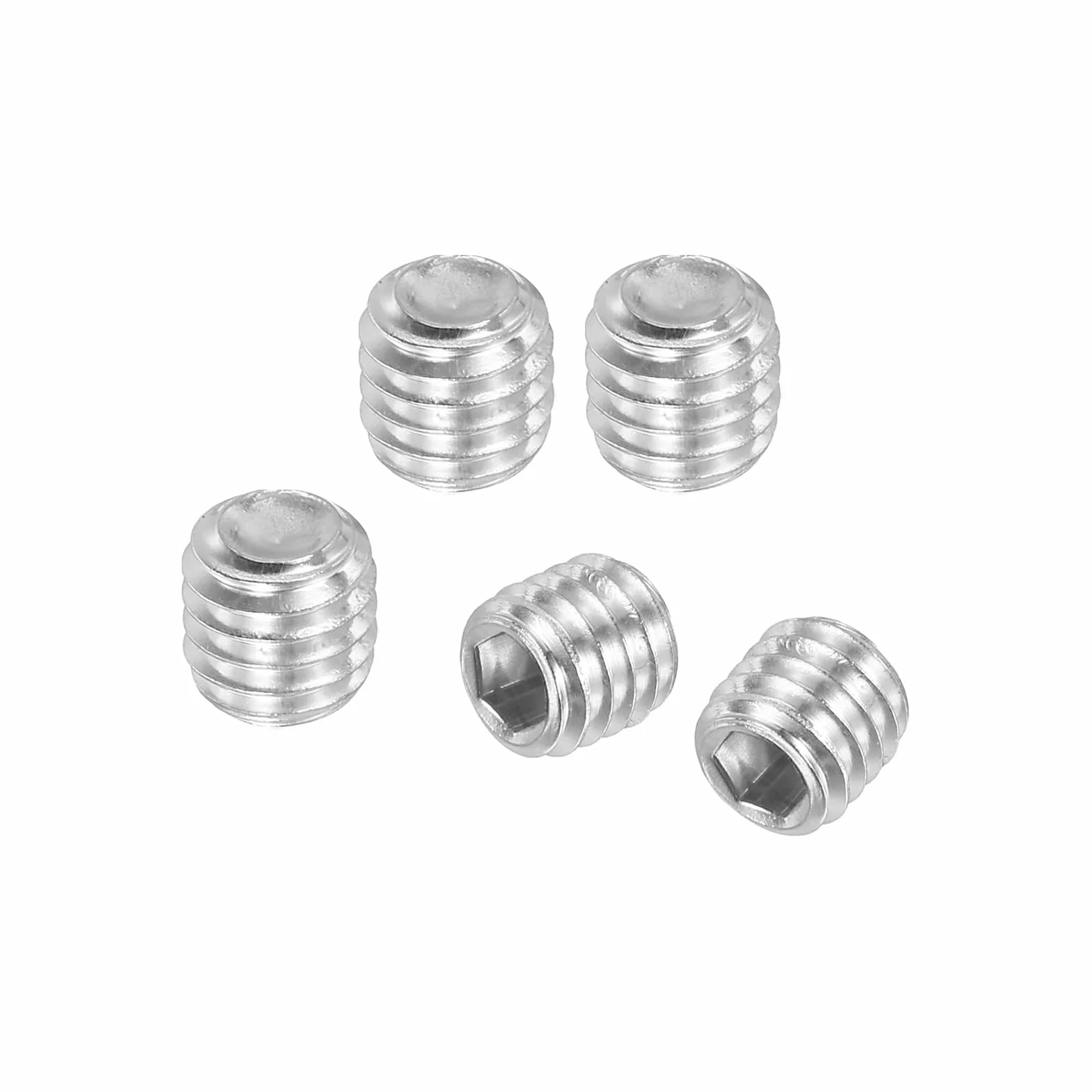 PATIKIL 50 sztuk wkręt bez łba M6 x 4mm, zestaw śrub bez łba z 304 stali nierdzewnej do klamek drzwi, uchwytów mebli, lamp, baterii, srebrny śrubokręt z łbem sześciokątnym wewnętrznym