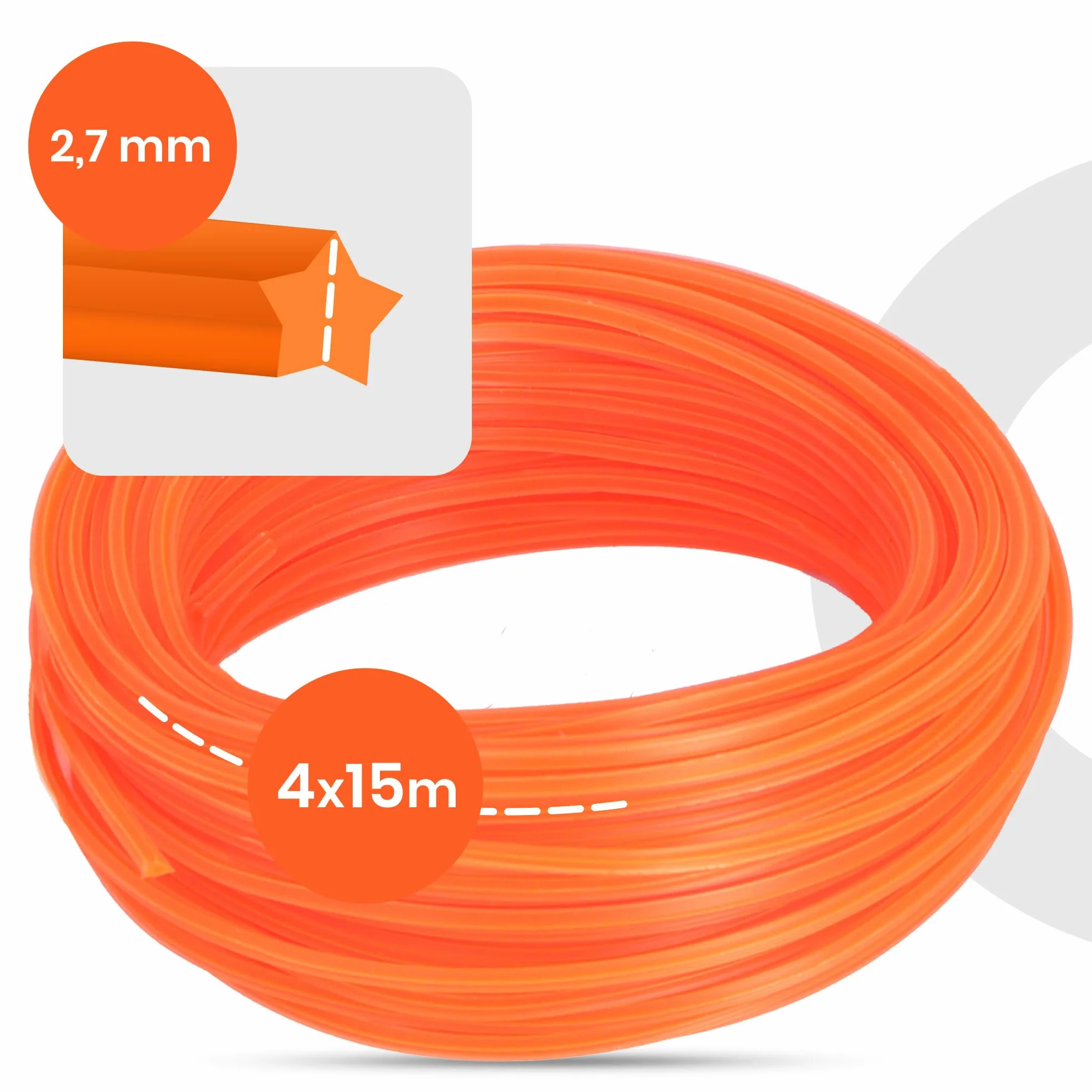 4x Żyłka Kosy Podkaszarki 2,7 mm x 15 m Gwiazdkowa 5-Kątna Tnąca Nylonowa Trawy Wykaszarki Spalinowej Elektrycznej Odporna na Rozerwanie Szpula Zapasowa Drut Sznurek Koszenia