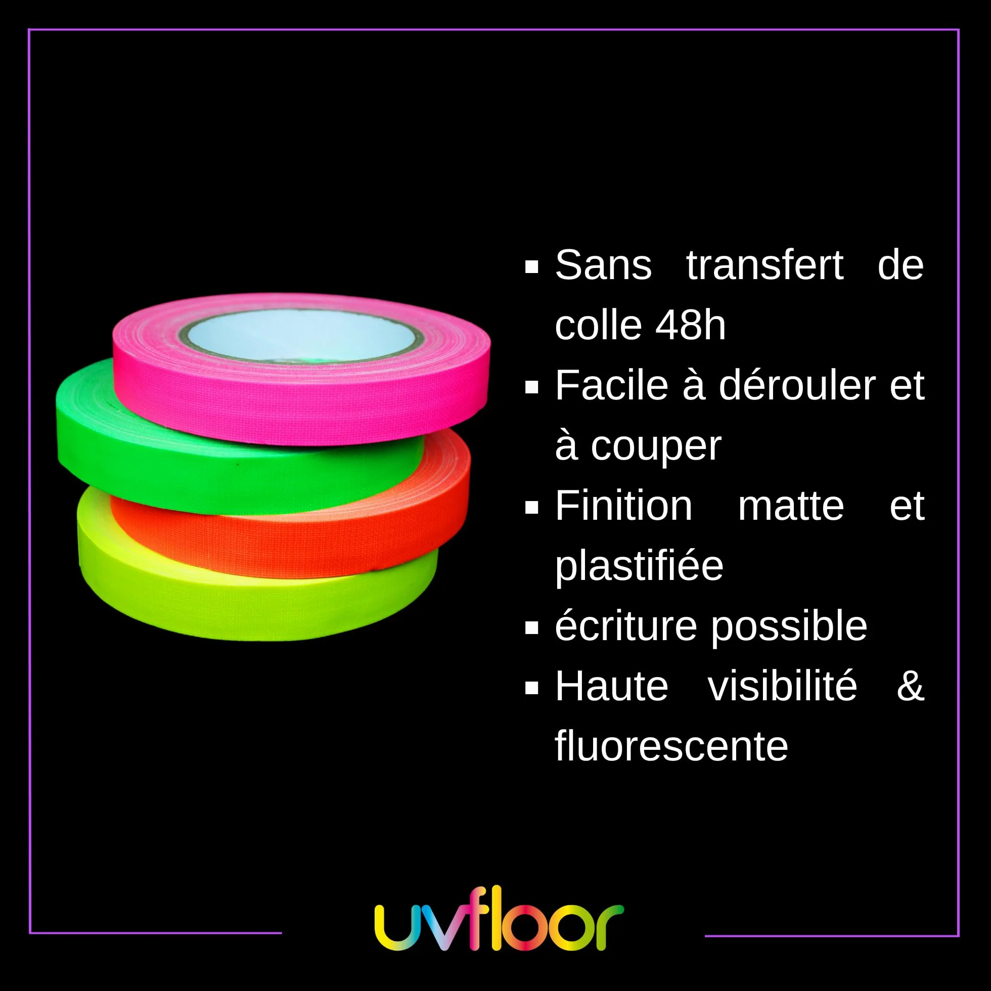 UV FLOOR - Fluo Żółty Gaffer 19mm X 25M - Gaffer Premium Quality - Akcesoria fluorescencyjne - Impreza - Dekoracyjna taśma klejąca -