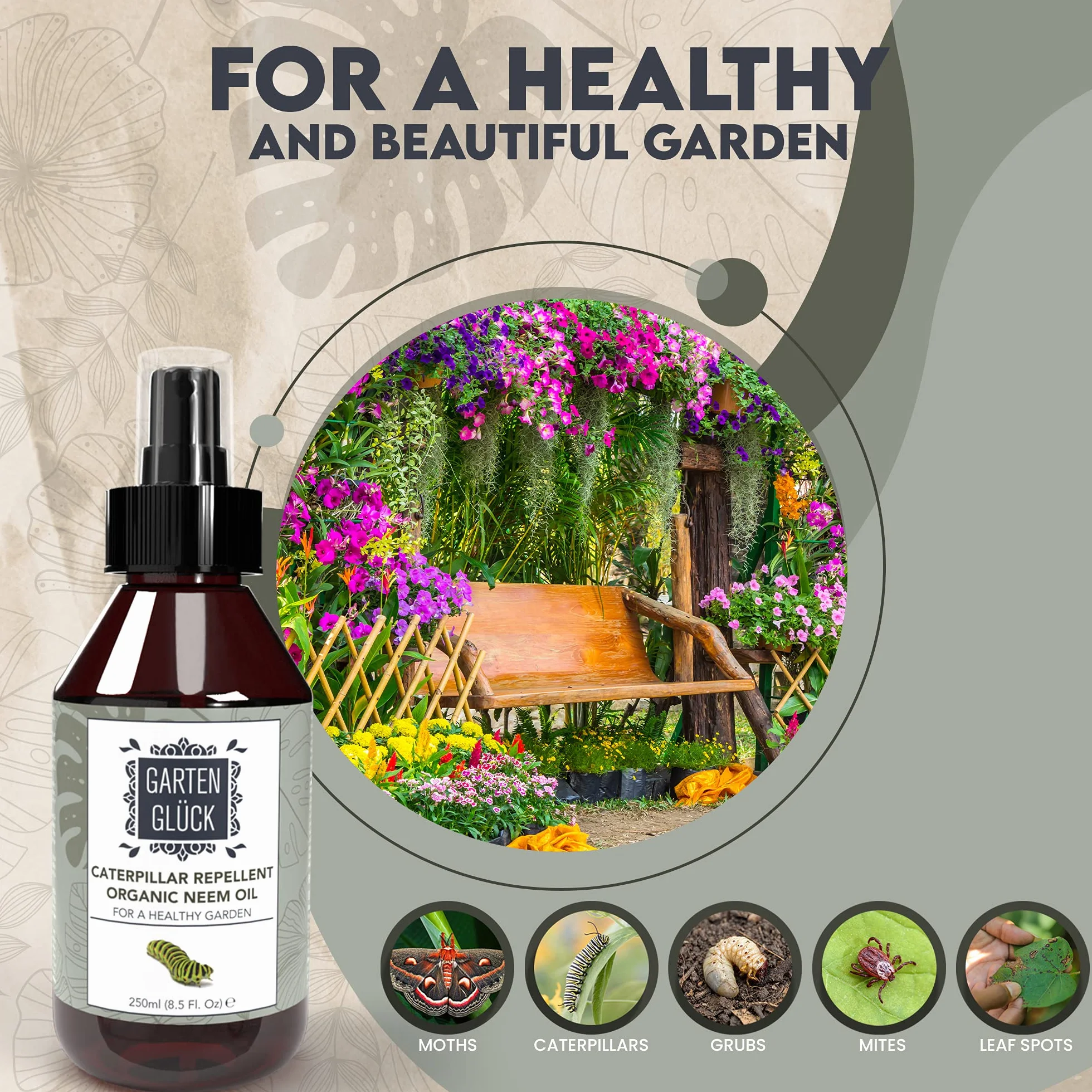 Neem Oil dla Roślin Spray 250 ml - Środek odstraszający mszyce, omacnice bukszpanowe