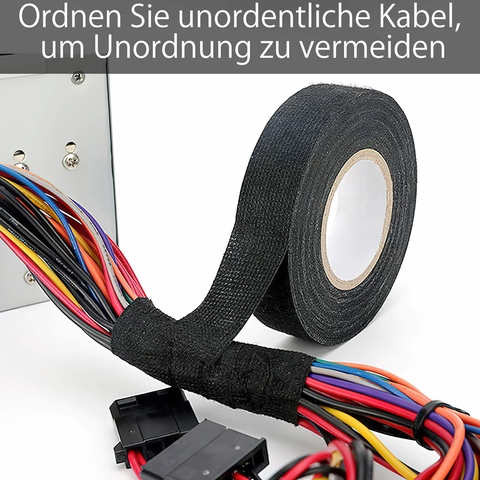APOMOONS Taśma z tkaniny, czarna, 4 sztuki, wiązka kabli, taśma klejąca, 2 rozmiary, samoprzylepna taśma filcowa do wiązek kabli, gospodarstwa domowego, samochodu, motocykla (15 mm x 15 m/19 mm x 15 m