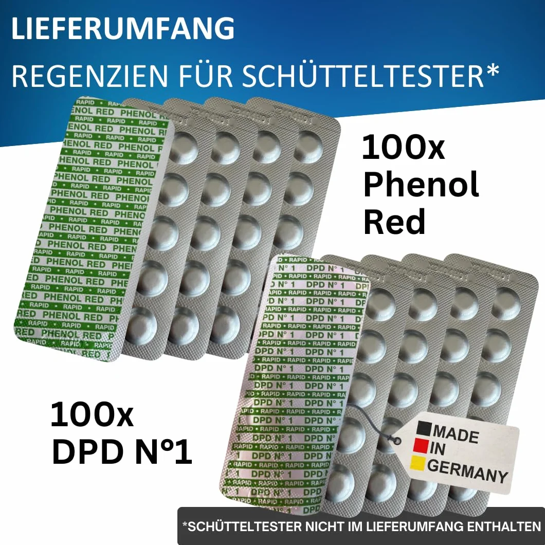 Rapid Tabletki testowe pH Phenol Red DPD1 do testera wody, 10 lat trwałości (200)