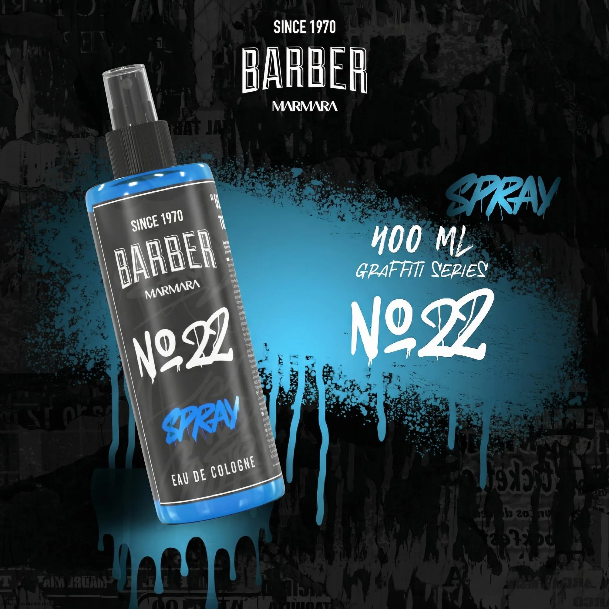 Barber Marmara No.22 EDC Woda toaletowa dla mężczyzn, turecka woda po goleniu, świeży, cytrusowy, wodny i drzewny zapach, długotrwały aromat z salonu fryzjerskiego 400ml