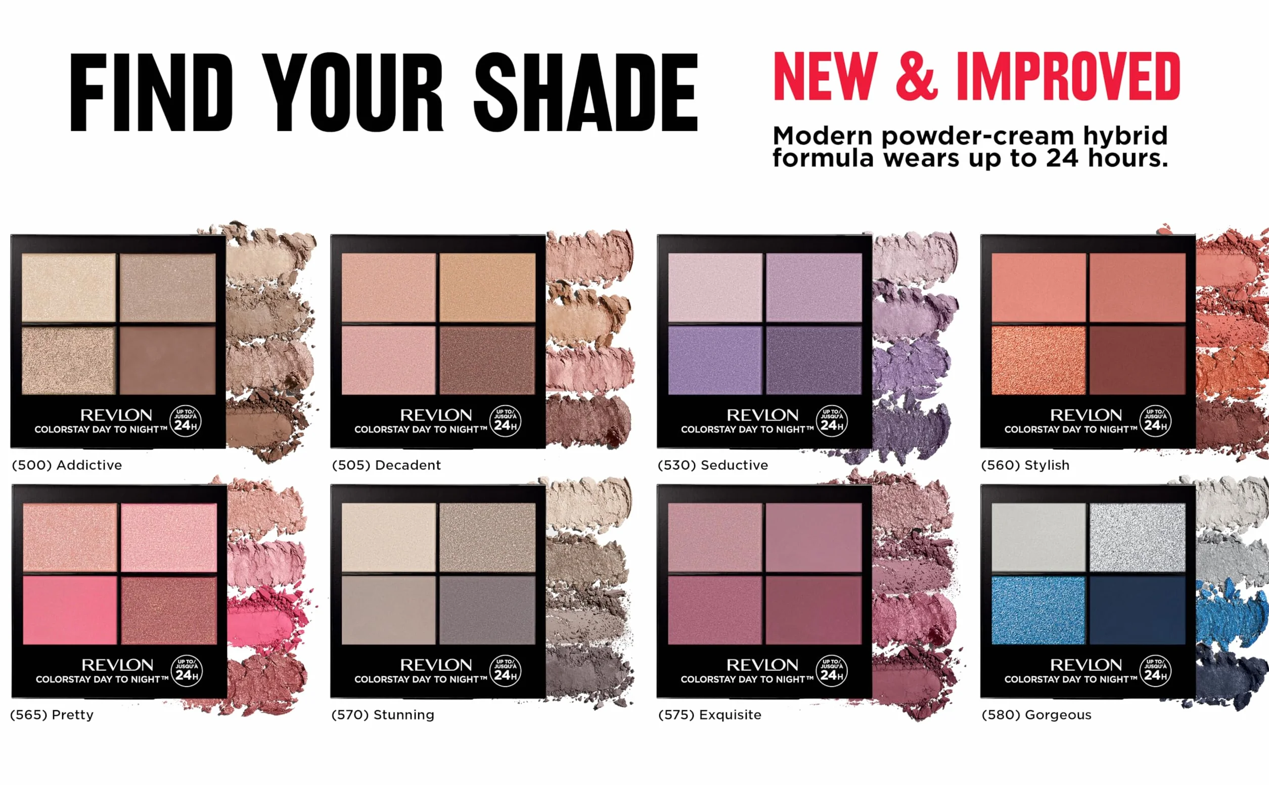 Revlon ColorStay Day to Night Eyeshadow Quad, 16HR Wear (4,8g) Matowe i błyszczące wykończenie, oszałamiający (570) Unisex