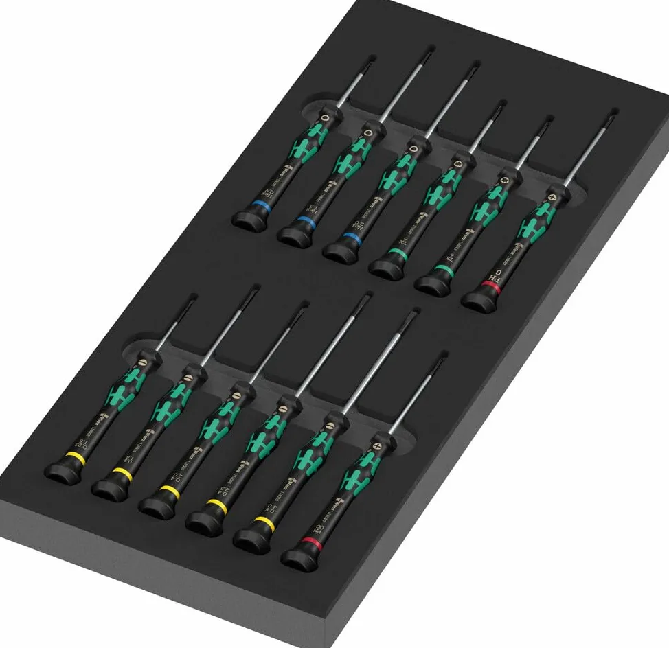 Wkładka piankowa 9716: zestaw wkrętaków Kraftform Micro Set 2, 13 części