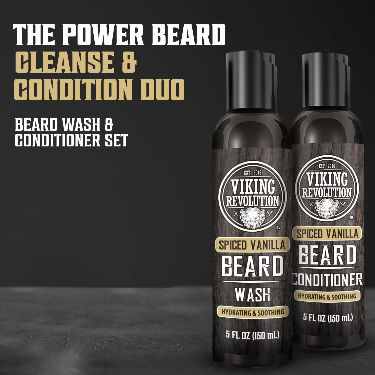 Viking Revolution Beard Wash and Beard Conditioner for Men with Arganowy Oil and Jojoba Oil - Beard Softener and Strengthener Beard Care Beard Care Beard Shampoo and Conditioner with Beard Oil (5