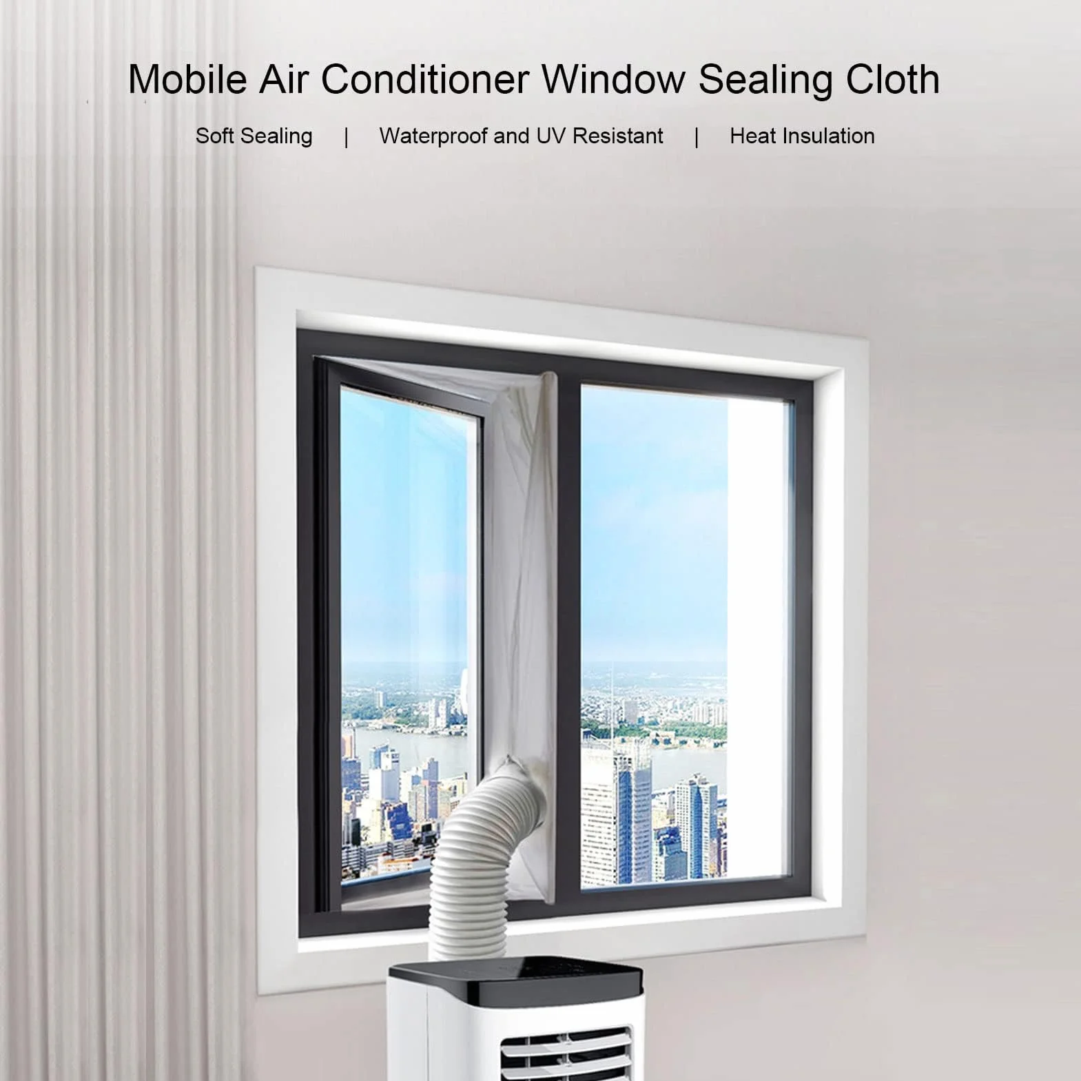 Air Conditioner Window Seal Kit Silver Grey Portable Window Sealing Cloth Universal AC Window Frame Sealing Kit (3 Meter / 9.8ft)