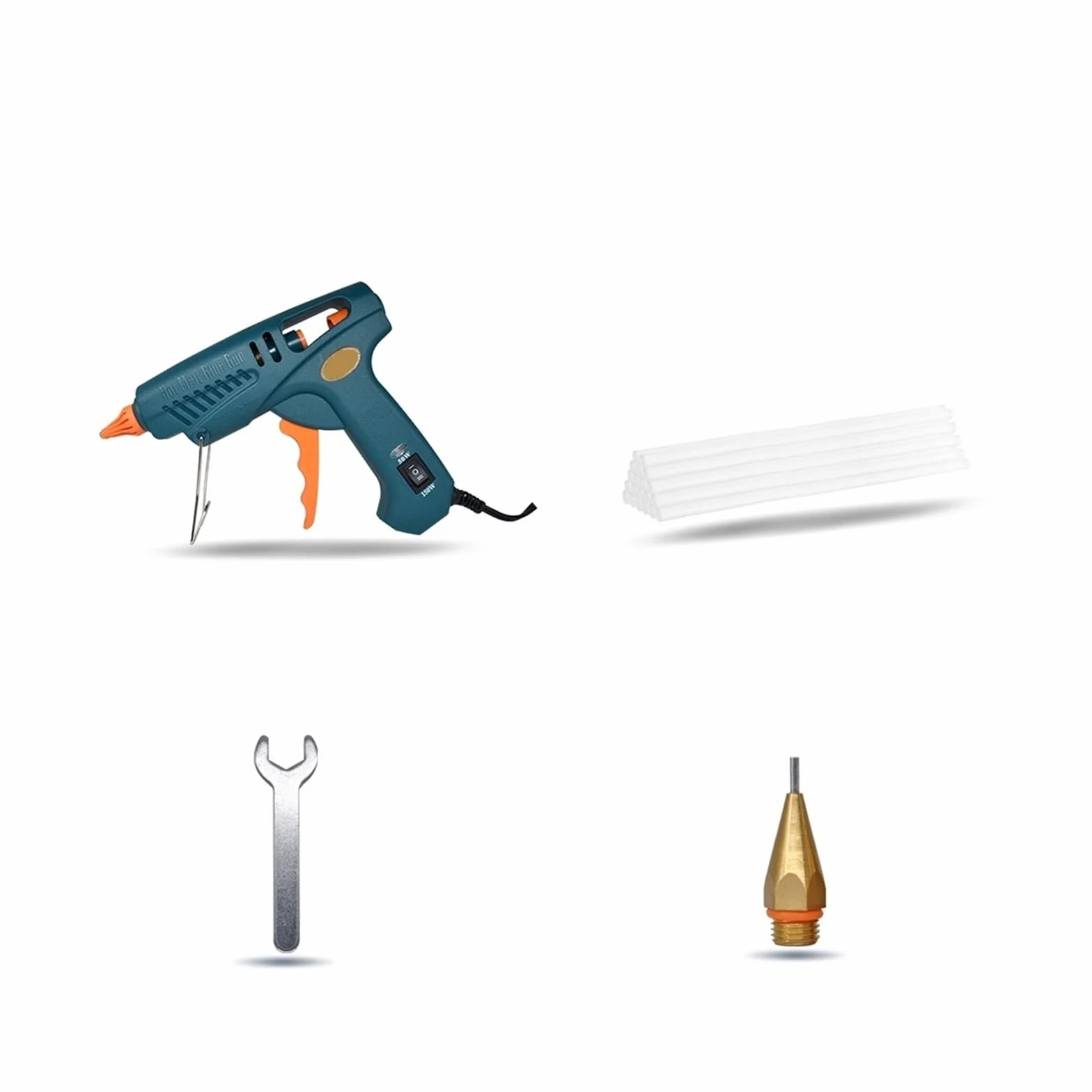 Pistolet Do Klejenia Na Gorąco 15 W 1 Zestaw Narzędzi Silikonu 50W/OFF/150W Przełącznik Naprawy Rzemiosła DIY Użyj 11mm Klej Sztyfcie Czysta Miedź Dysza Szybkie Nagrzewanie(SET-3)