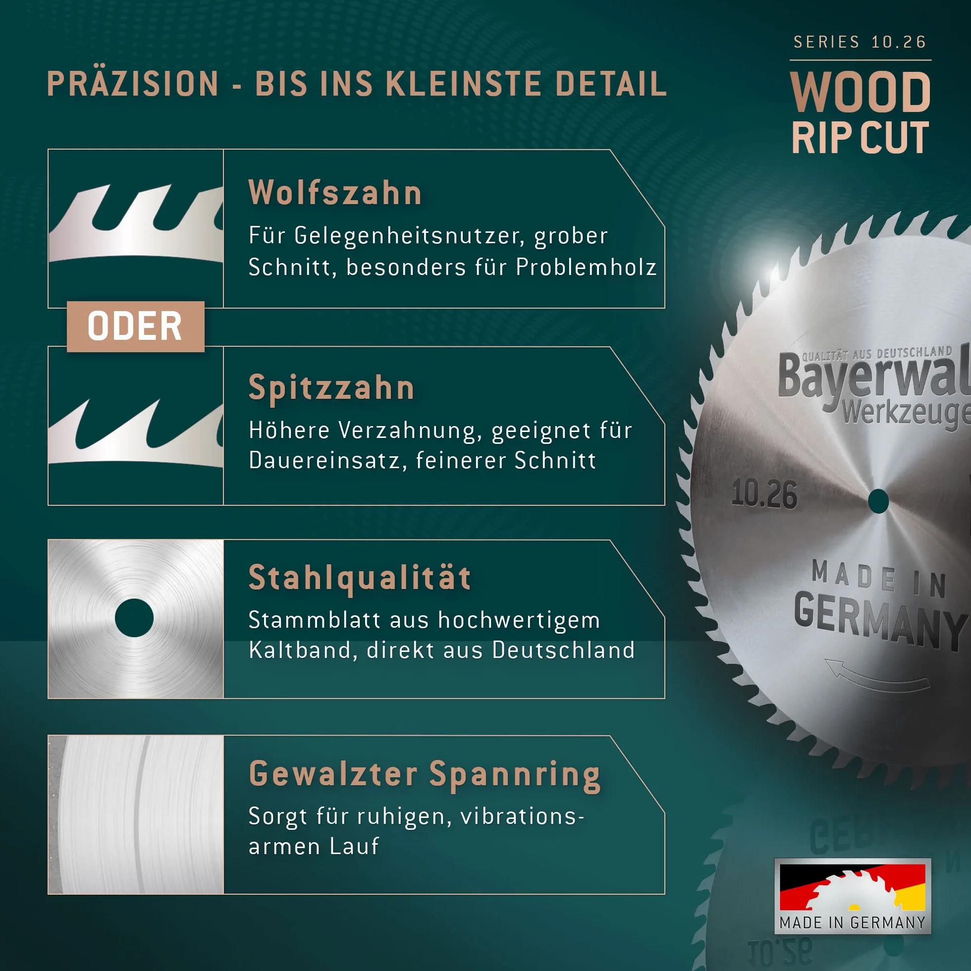 Bayerwald - CS brzeszczot do piły tarczowej - Ø 700 mm x 3,2 mm x 30 mm | ząb wilczy (56 zębów) | grube, szybkie cięcie – drewno opałowe i materiały drewnopochodne/przekrój podłużny i przekrój