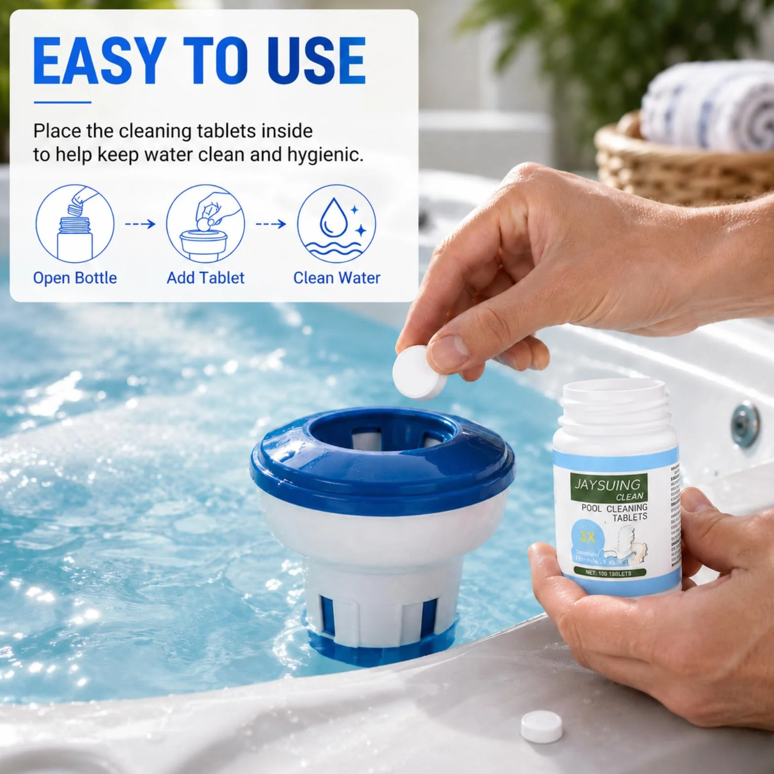 Tabletki do czyszczenia basenu chlor 200 szt. jacuzzi spa