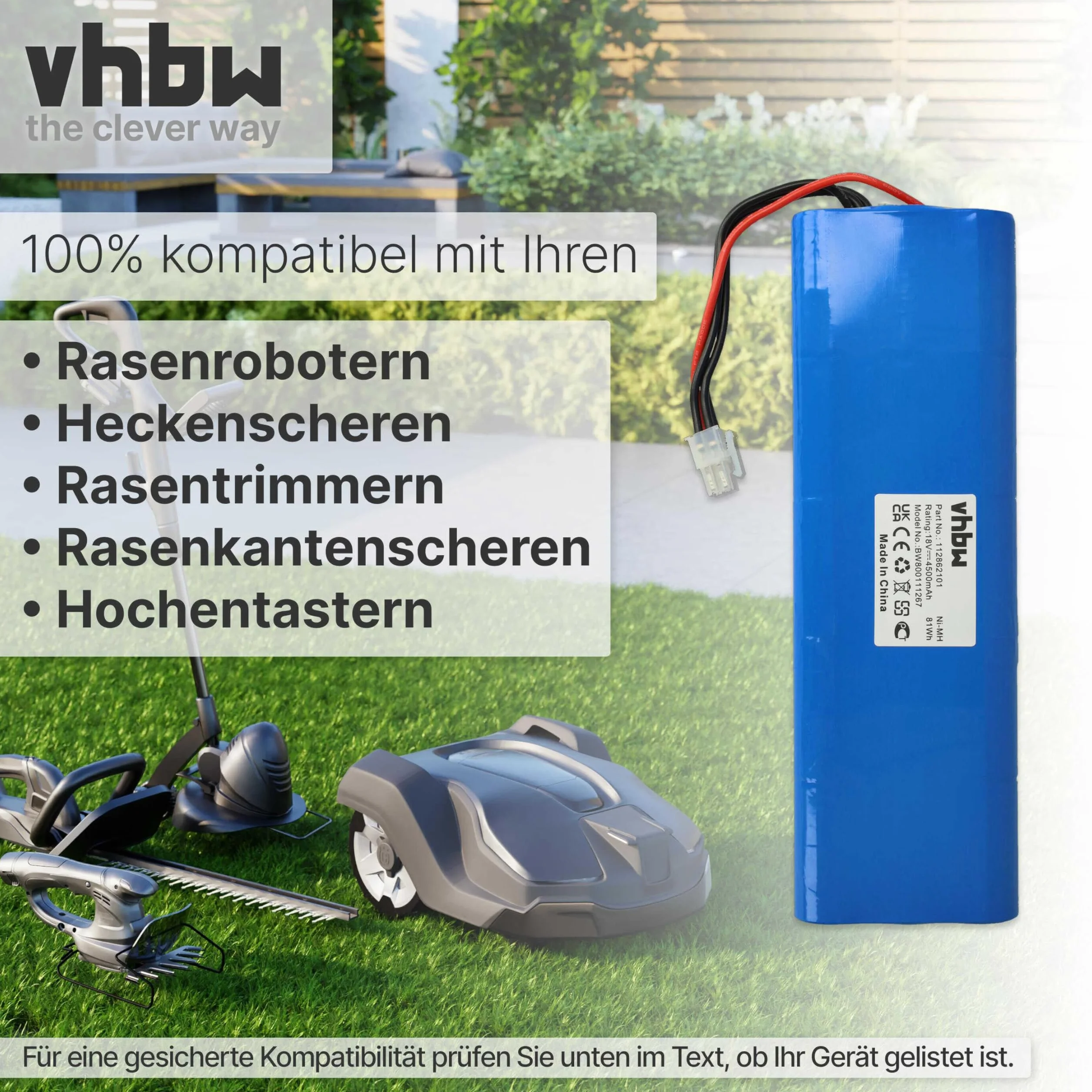 Vhbw NiMH akumulator 4500 mAh 18 V do kosiarek automatycznych 1128621-01