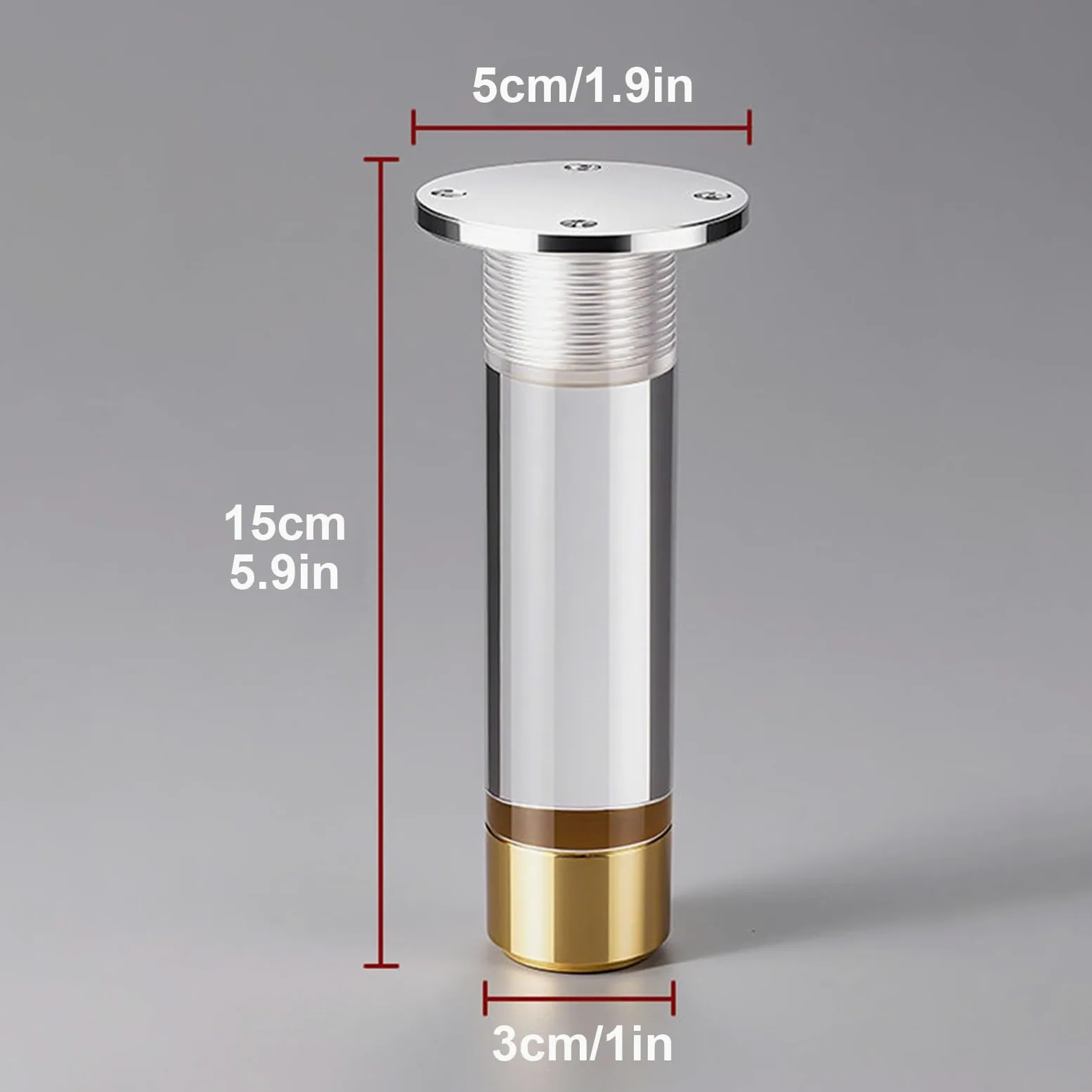 Nogi meblowe akrylowe ze złotymi nakładkami | Wiele wysokości 8-40 cm dla kanapy, sofy, krzesła i stołu: Nogi akrylowe ze złotymi nakładkami(15cm/5.9in)