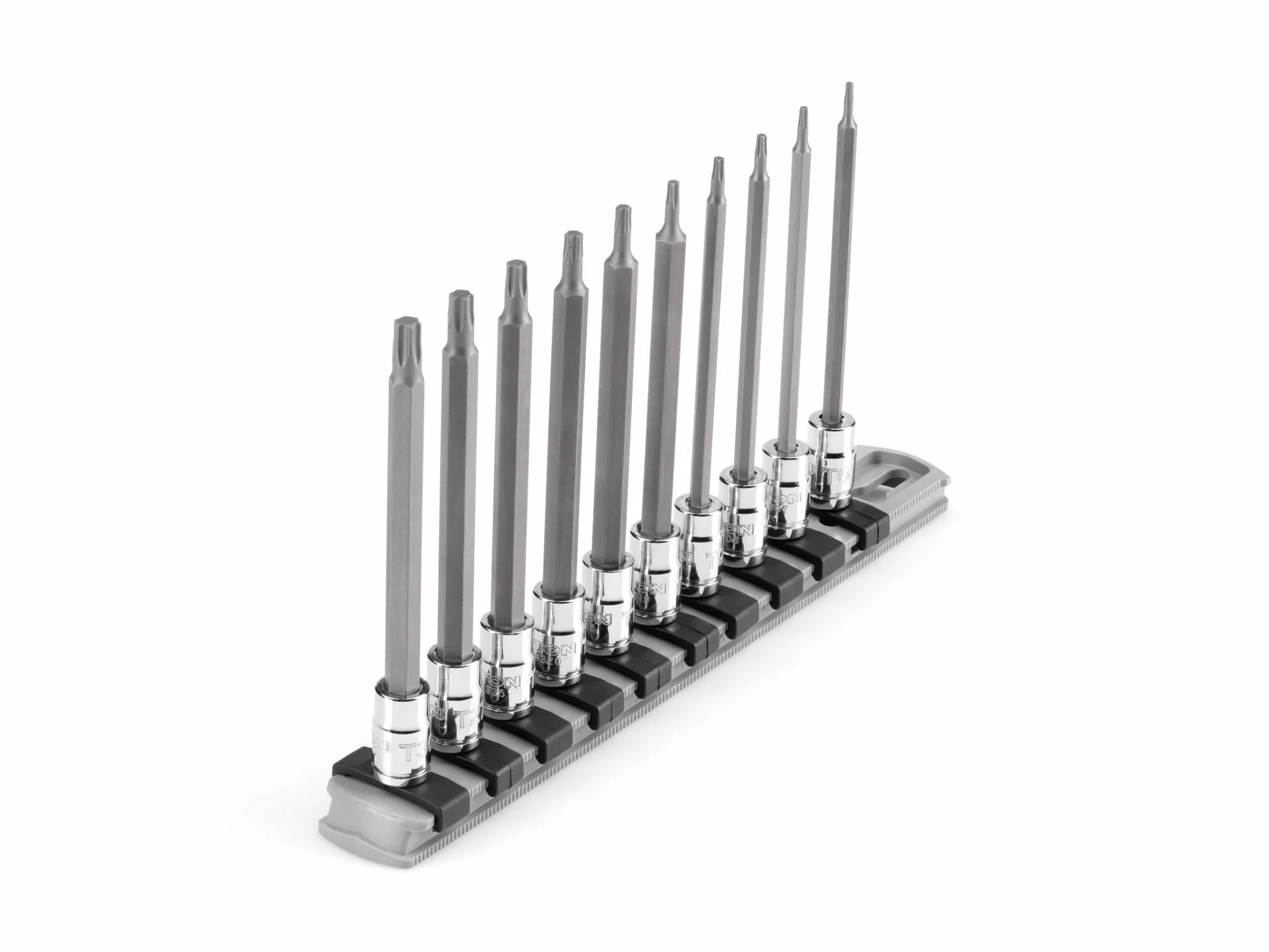 TEKTON Zestaw nasadek bitowych Torx z szyną, 10-częściowy (T6-T30) | SHB90109