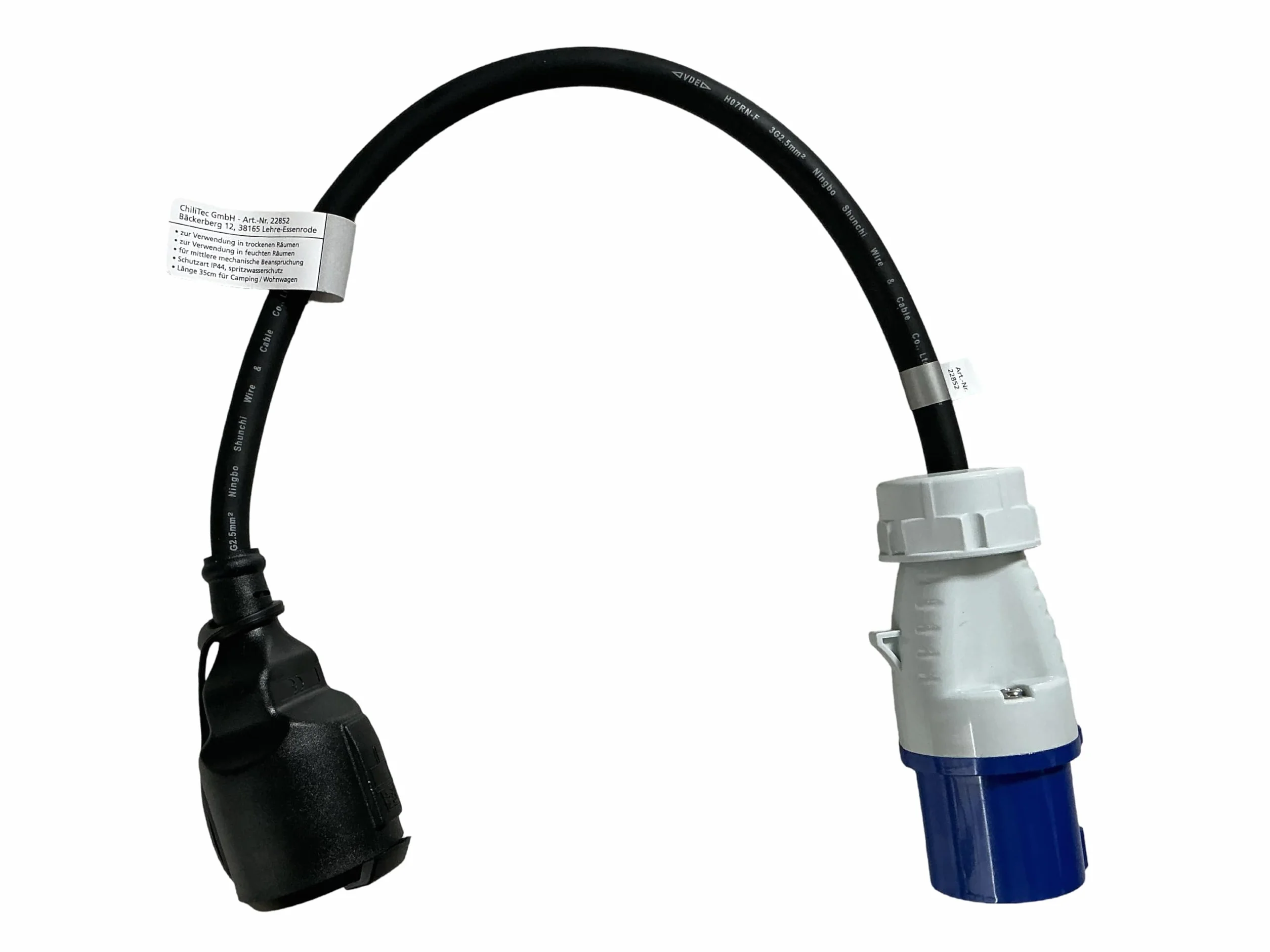 H07RN-F adapter kabla CEE, 35 m, wtyk męski do uziemienia, IP44-3G2,5-230 V/16 A, 3-pinowy, 3500 W, na kemping