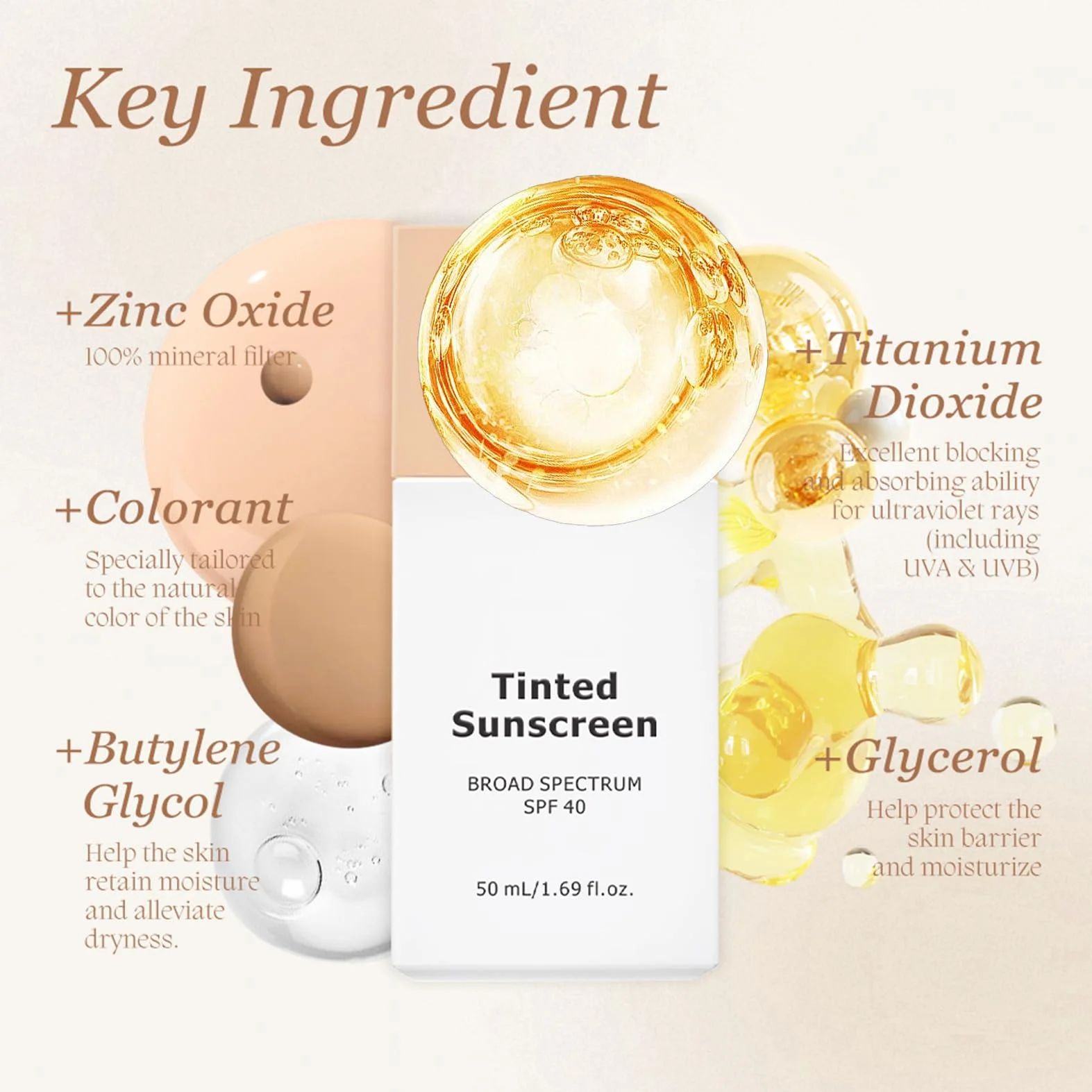 Krem przeciwsłoneczny do twarzy, Tinted Sunscreen, Broad Spectrum SPF 40, ochrona przed słońcem dla skóry wrażliwej, krem przeciwsłoneczny do skóry wrażliwej, naturalne krycie i podkład do makijażu
