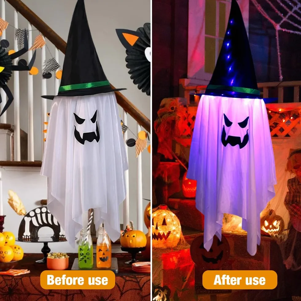 Duch Wiszące Światła LED Halloween 2 szt. Dekoracje Ogród Podwórko Drzewo