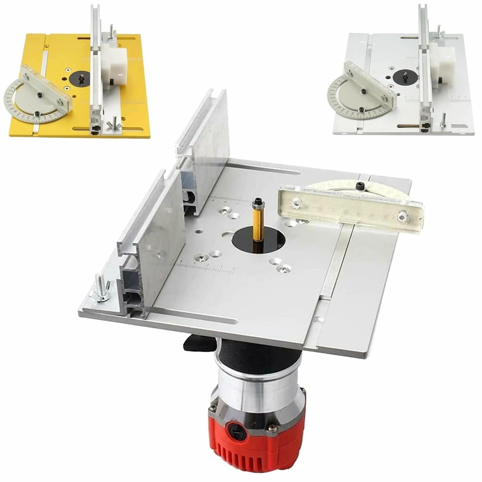Miniaturowa piła stołowa Aluminiowa frezarka stołowa wkładka płyta ławki do obróbki drewna piła Mitre Gauge wsporniki przesuwne stół piła panelowa maszyny 240x200x6mm(B-Sliver)