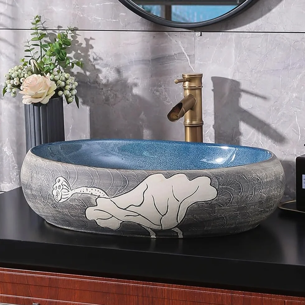 Umywalka Nablatowa Do Łazienki Umywalka Nablatowa Do Łazienki W Stylu Retro Umywalka Nablatowa Ceramiczna Umywalka Artystyczna Umywalka Nablatowa