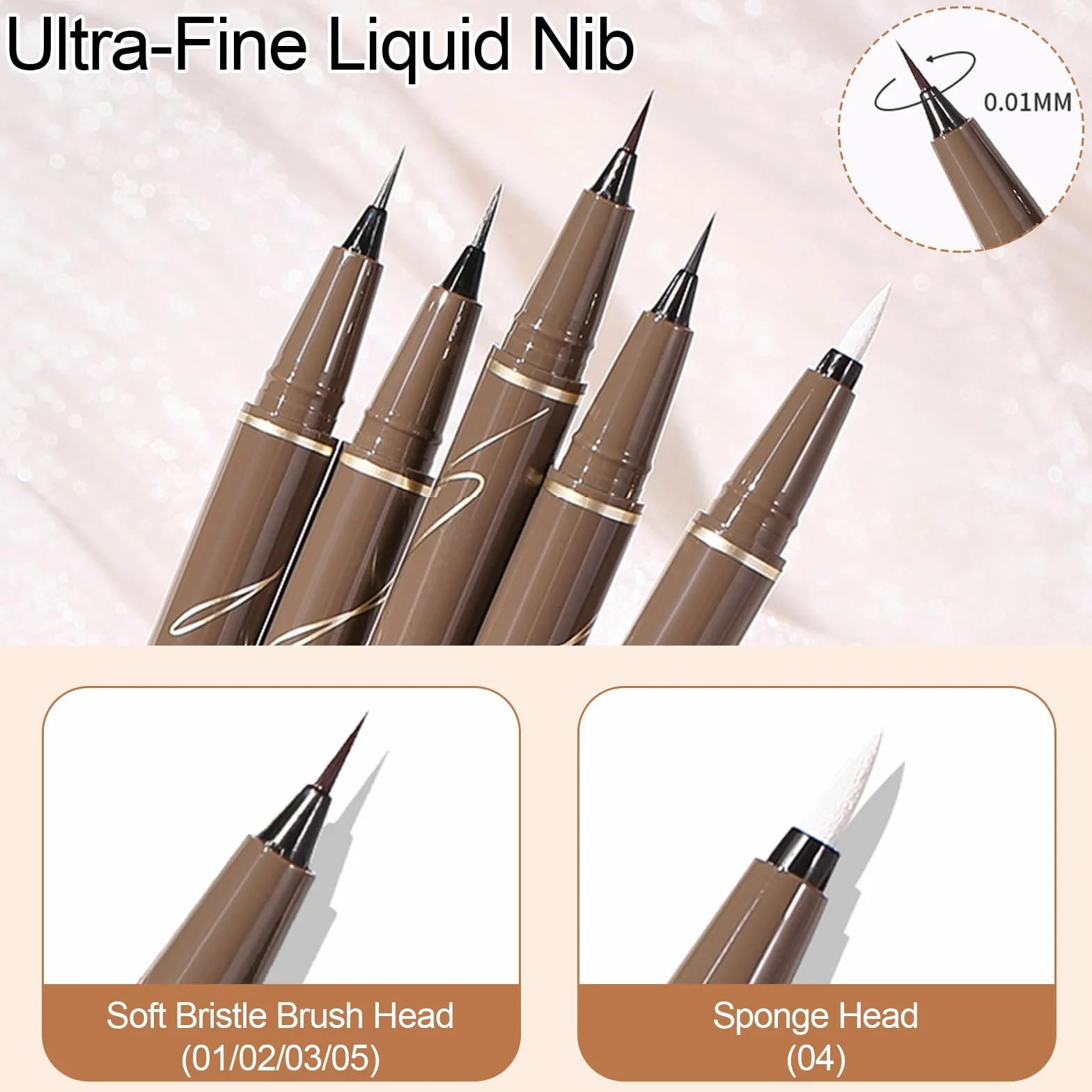 Erinde Gray Brown Liquid Eyeliner – High Precision, płynny szary tusz do powiek, profesjonalny wodoodporny, długotrwały, szybkoschnący koreański makijaż oczu