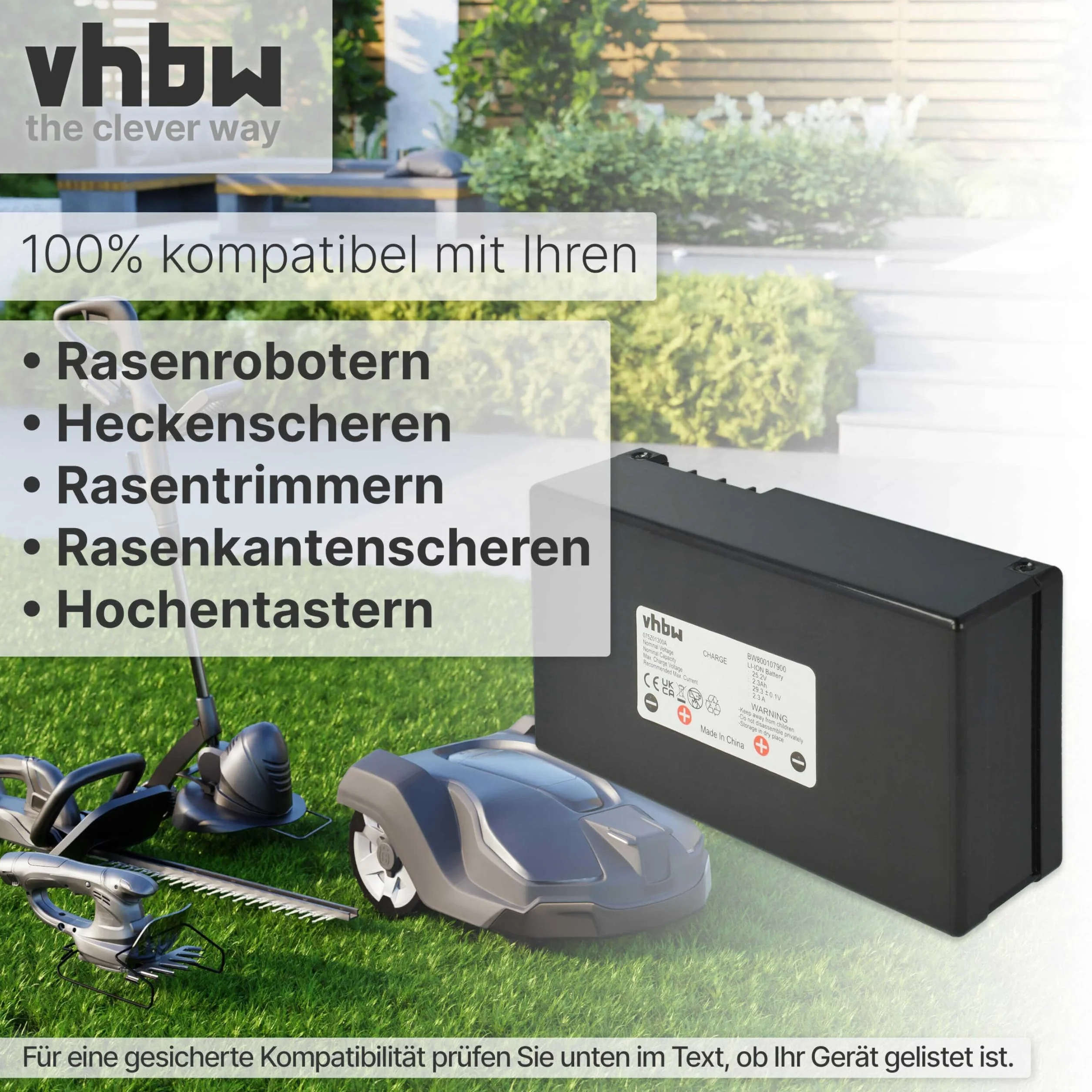 vhbw akumulator kompatybilny z Agro R800Li & Ambrogio Alex, L30, L30 Elite, L50, L75, L85 Deluxe Edition - zamiennik dla Zucchetti 075Z01300A (Li-Ion, 2300 mAh)