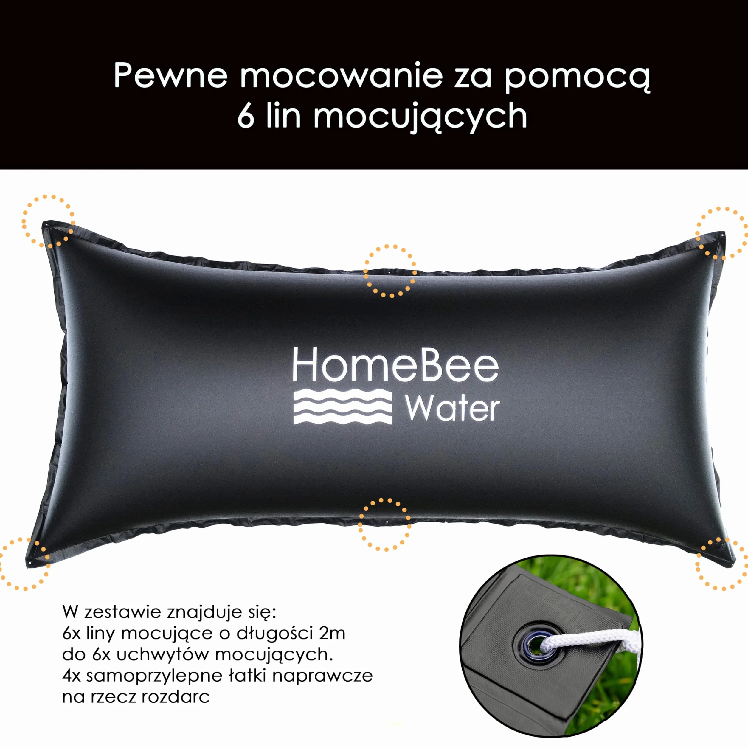 Zimowa poduszka basenowa XXL (2 x 4 metry) – poduszka zimowa do przykrycia basenu – odporna na warunki zimowe – poduszka na basen, poduszka powietrzna, poduszka na zimę