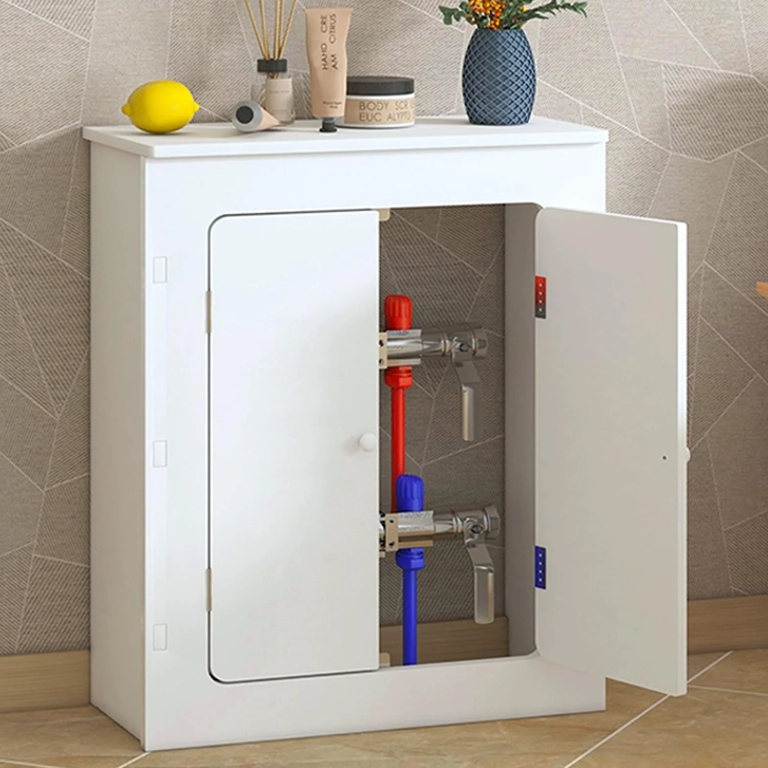 Wodoodporna drewniana osłona grzejnika i półka podwójne drzwi szafka do przechowywania łatwa do czyszczenia konstrukcja do domu 60 x 70 x 20 cm stylowe i funkcjonalne rozwiązanie meblowe