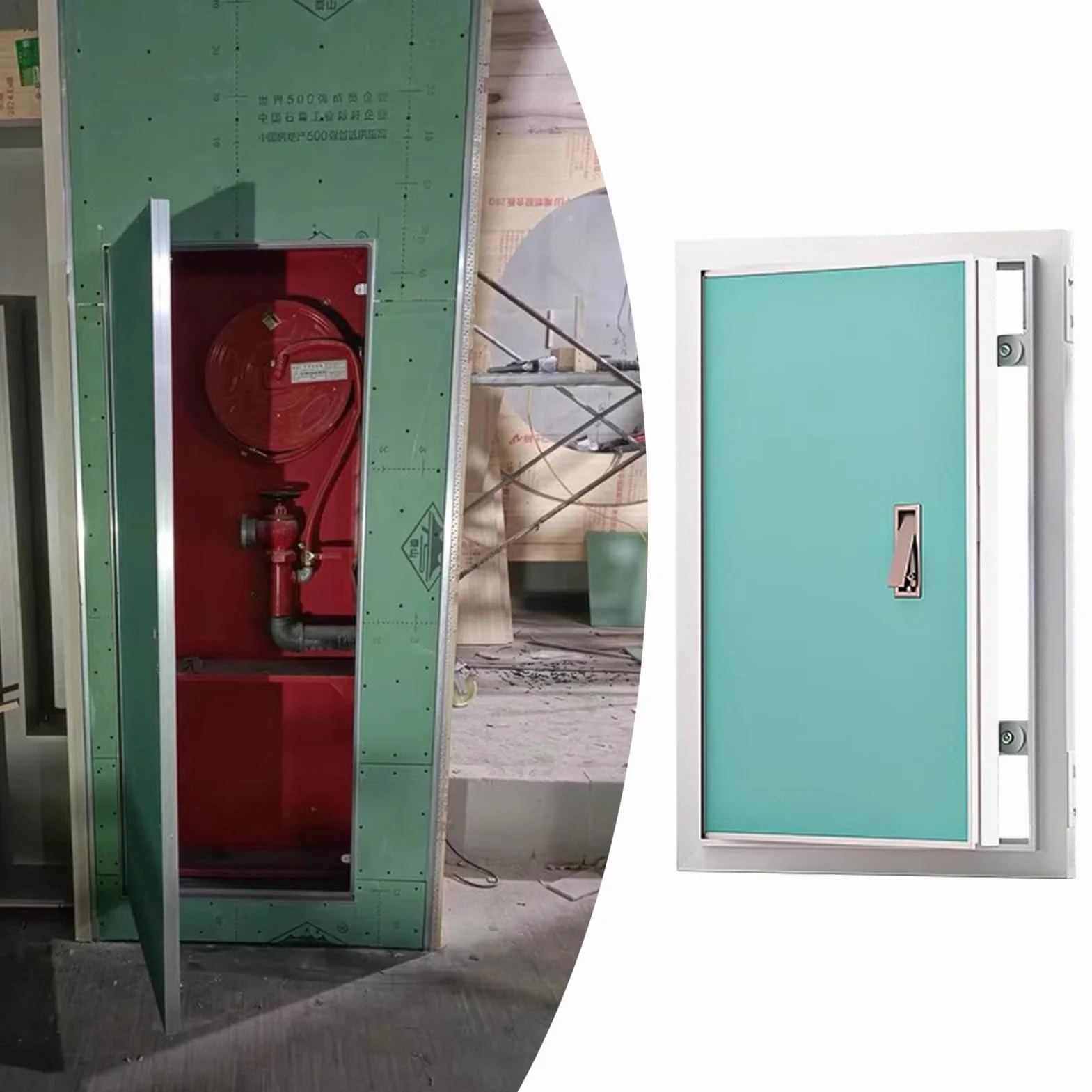 Panel dostępu do płyt kartonowo-gipsowych z konstrukcją montażu podtynkowego do instalacji hydraulicznej i zaworu prysznicowego