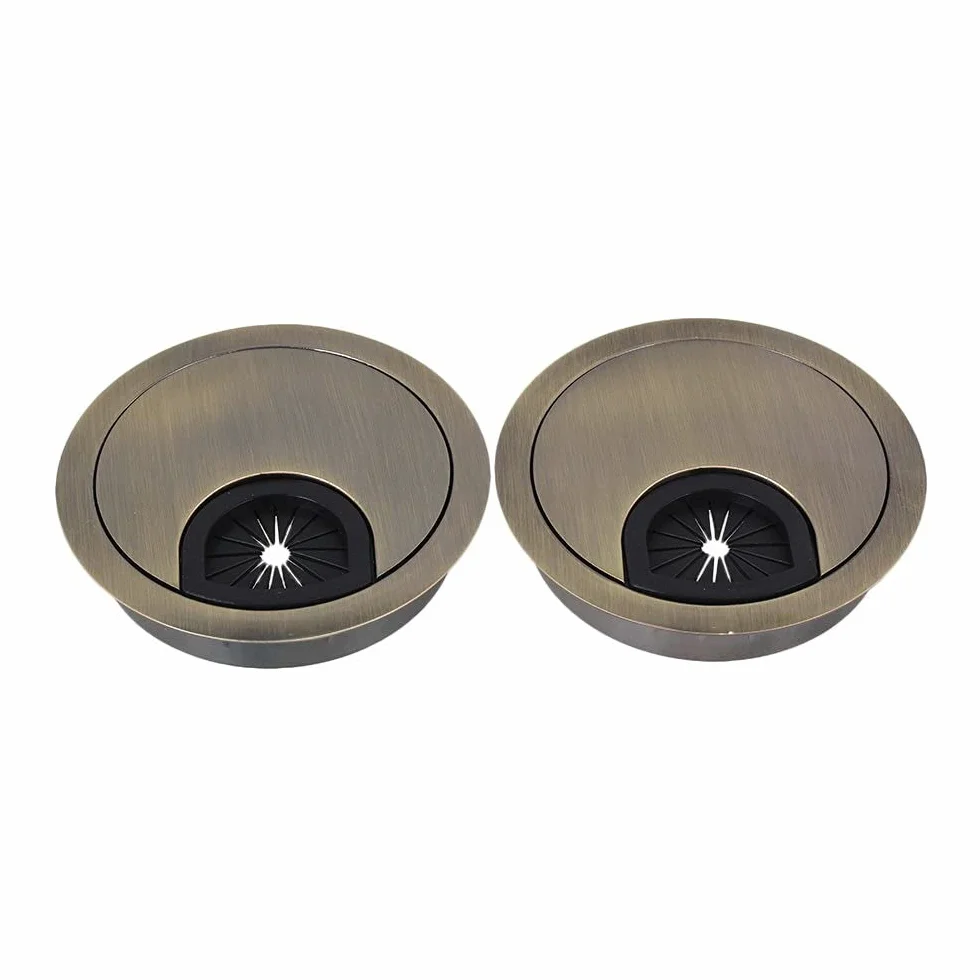 przelotka na biurko Biurko przelotka kablowa 2 szt. 60mm brązowy stop cynkowy stolik pod komputer kabel schludny port powierzchnia drutu pokrywa otworu