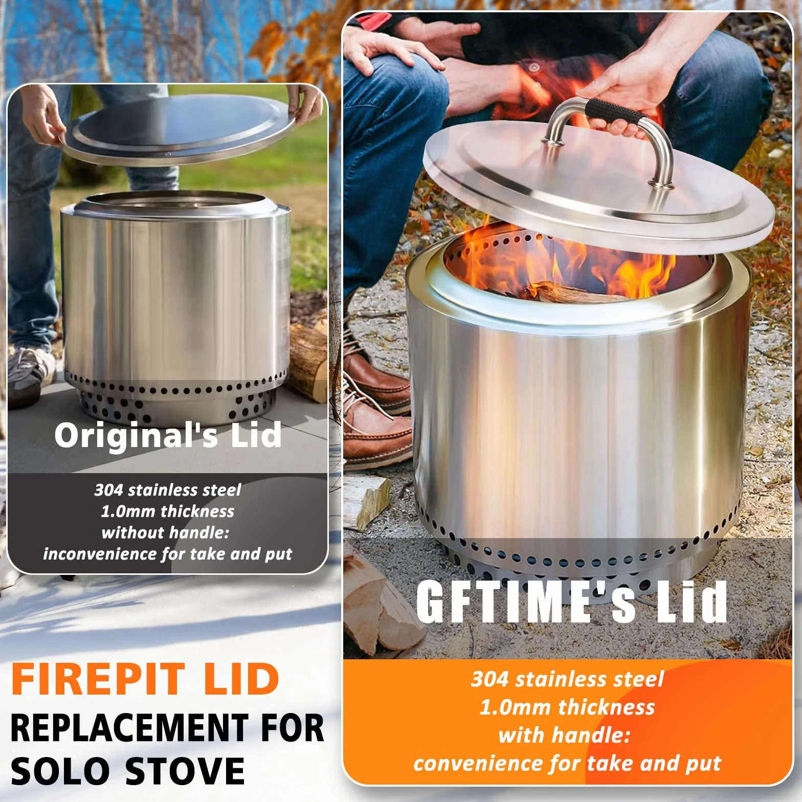 GFTIME Pokrywka paleniska ze stali nierdzewnej Ø 50 cm do solo Stove Bonfire, akcesoria do paleniska ze stali nierdzewnej, akcesoria do paleniska Bonfire, akcesoria do paleniska o zapachu dymu i