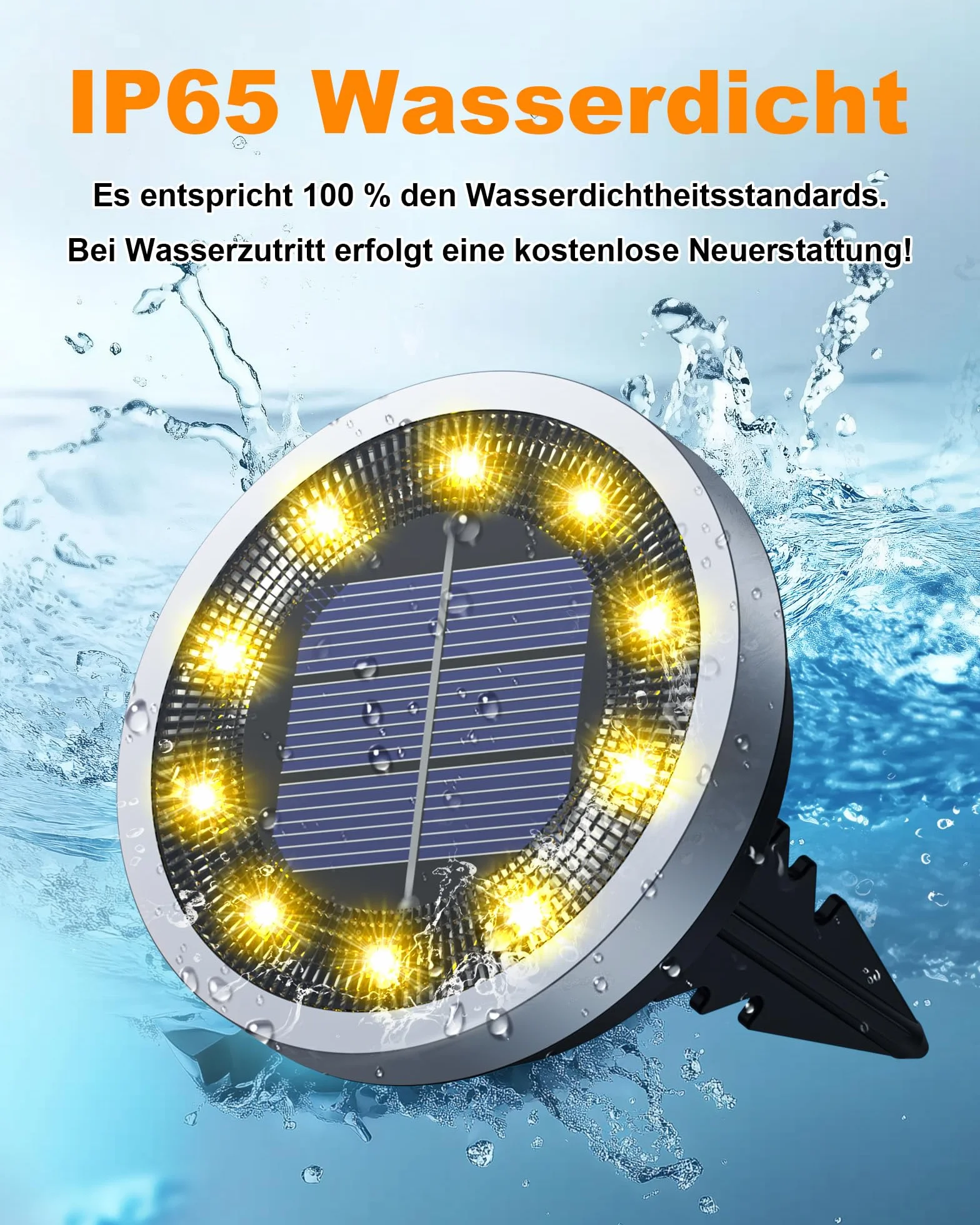 Solarne lampy na ziemię, lampy ogrodowe, wodoodporne stopnia IP65