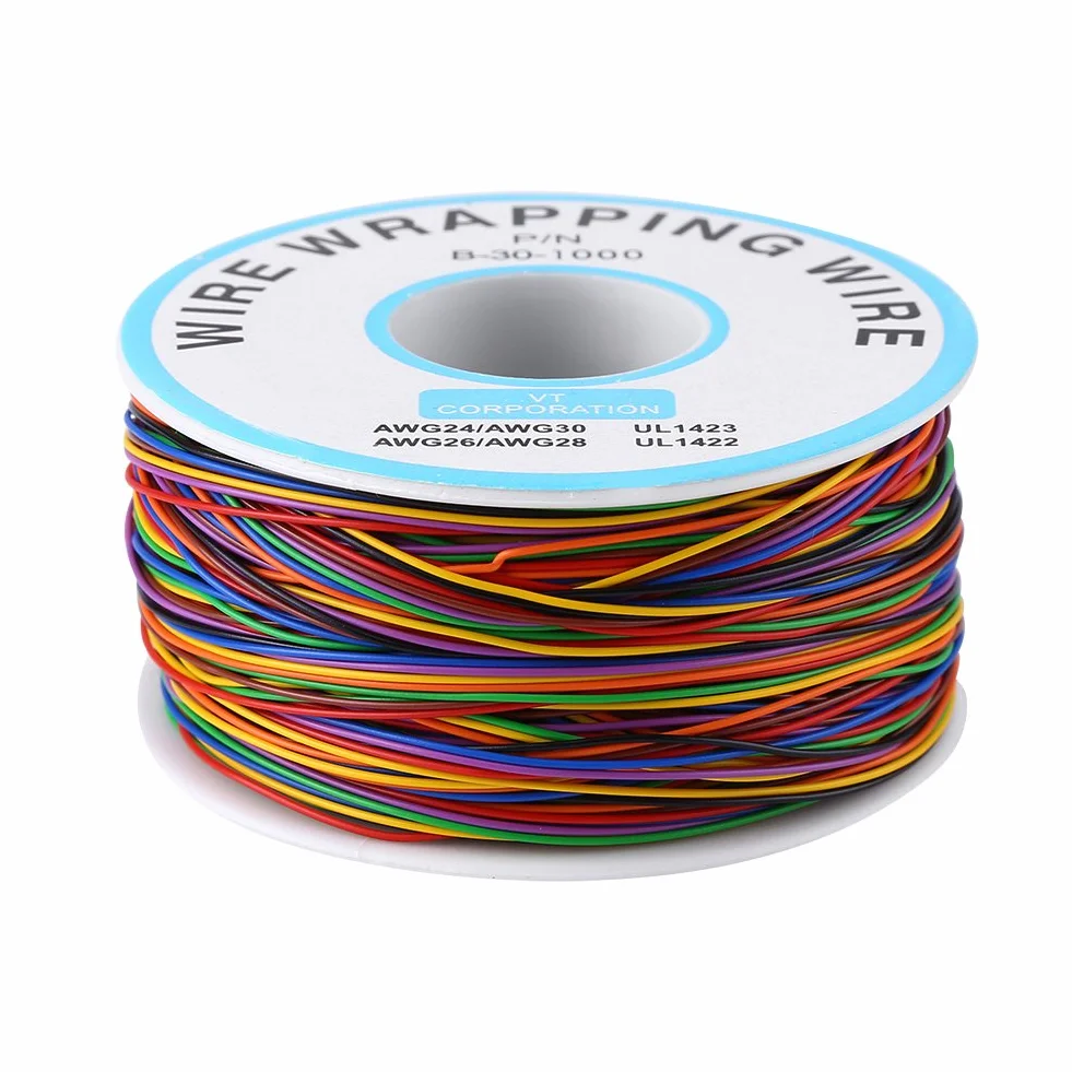 250m 8 przewodów 30AWG drut miedziany rolka kabla elektrycznego z izolacją PVC P/N B-30-1000